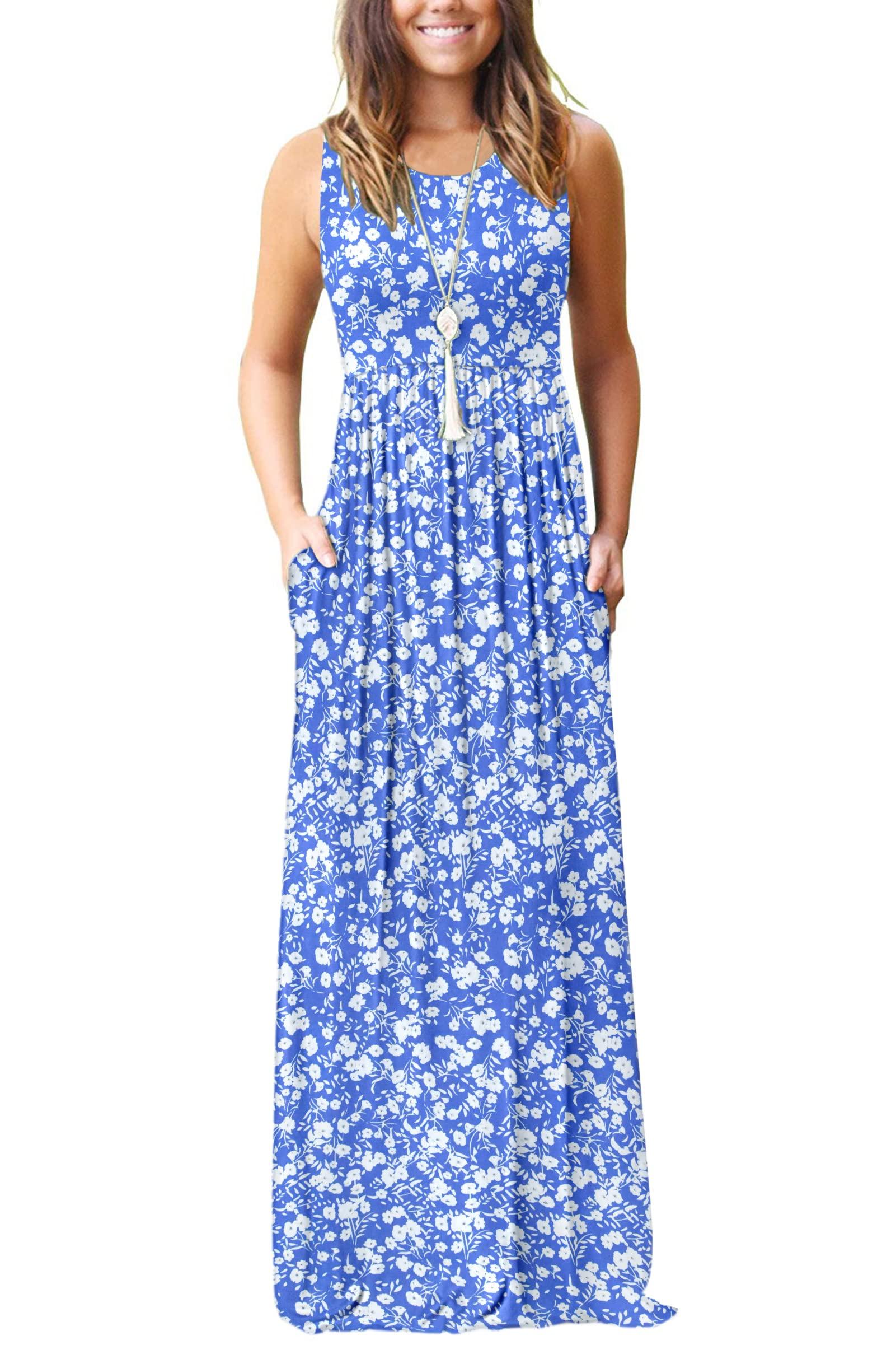 MOLERANI Women's Loose Plain Maxi Dresses Casual Long Dresses with Pockets