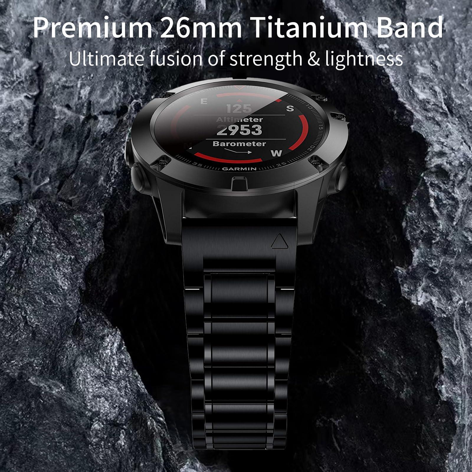 synsing Titanium 22mm Band Compatible for Fenix 8 47mm/E 47mm/7/6 Pro/5 Plus/EPIX 2/Forerunner 965 955, 26mm Metal Quick Release WatchBand for Fenix 8 51mm/Enduro 3 51mm/7X Pro Sapphire Solor/6X Pro - Image 2