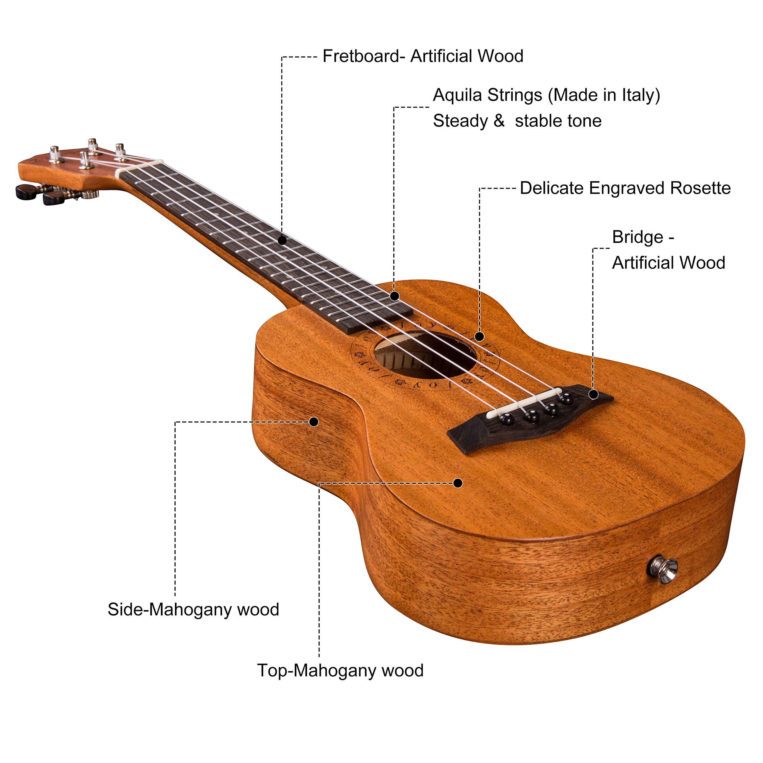 Joymusic 23" Concert Mahogany Ukulele Kit,Natural,Matt (UK-23S) - Image 3