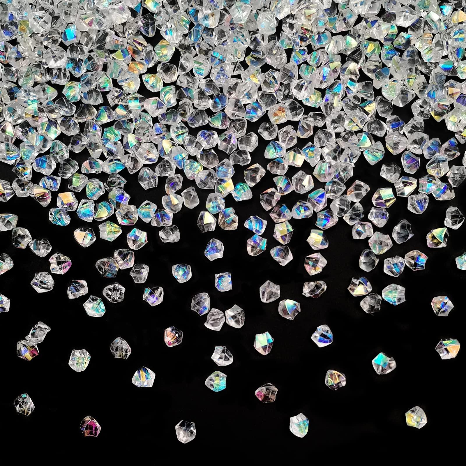 LYFJXX Iridescent Vase Filler, 1400 PCS 6 * 9 mm Acrylic Ice Cubes Acrylic Gem Plastic Diamonds Acrylic Table Centerpiece - Image 4