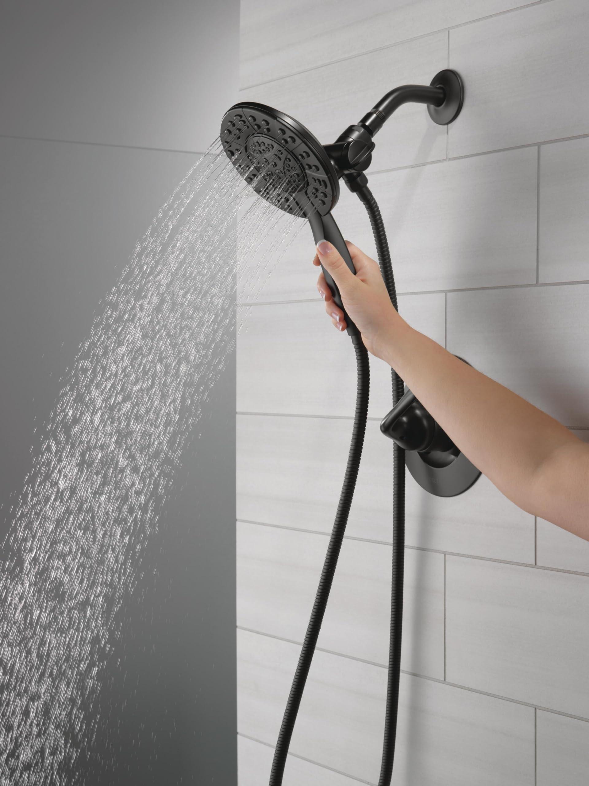 Delta Faucet Arvo 14 Series Single-Handle Shower Faucet, Shower Trim Kit with 4-Spray In2ition 2-in-1 Dual Hand Held Shower Head with Hose, Matte Black 142840-BL-I (Valve Included) - Image 2