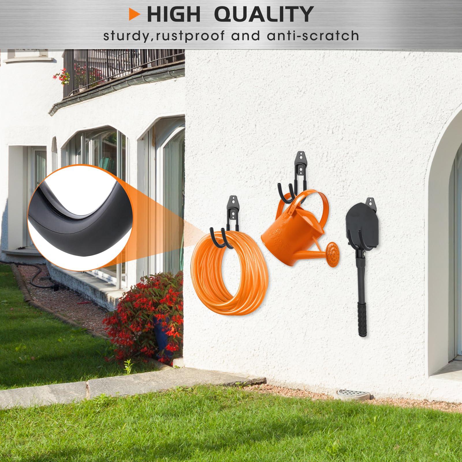 Hose Hanger Wall Mount 2 Pack,Heavy Duty Hose Holder with Screws Metal Hose Hangers for Outside,Hose Rack Suitable for Garage,Garden and Yard,Black - Image 4