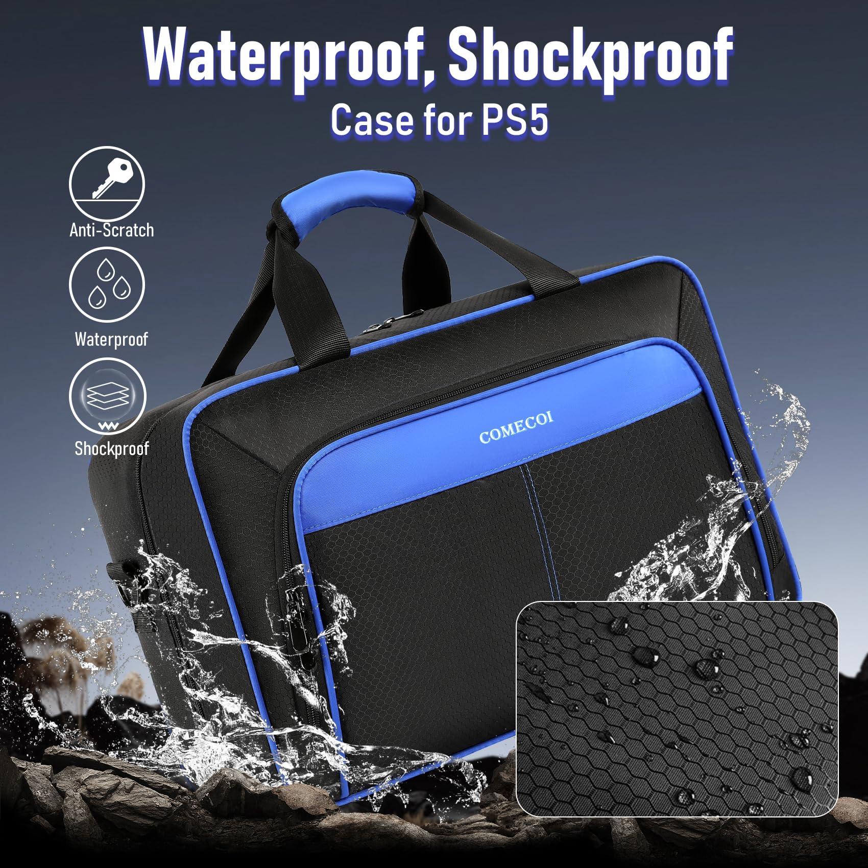 COMECOI Carrying Case for PS5, Travel Case for PS 5 Protective, Large Capacity Storage Bag Compatible with Playstation 5 Disk/ Digital Edition Console, Controllers, Game Cards, Accessories - Image 6