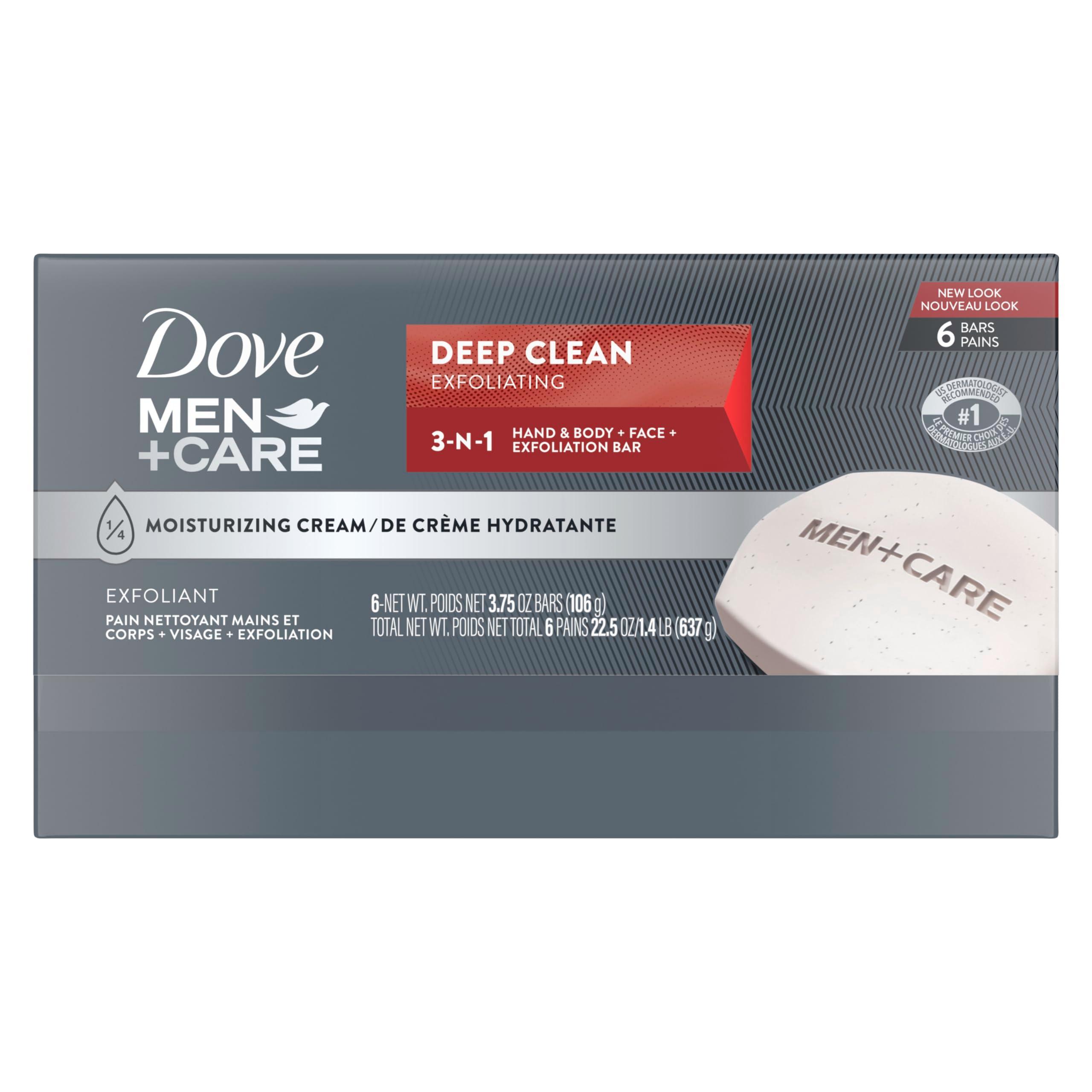 Dove Men+Care Body Soap and Face Bar More Moisturizing Than Bar Soap Deep Clean Effectively Washes Away Bacteria, Nourishes Your Skin 3.75 Ounce (Pack of 6) - Image 2
