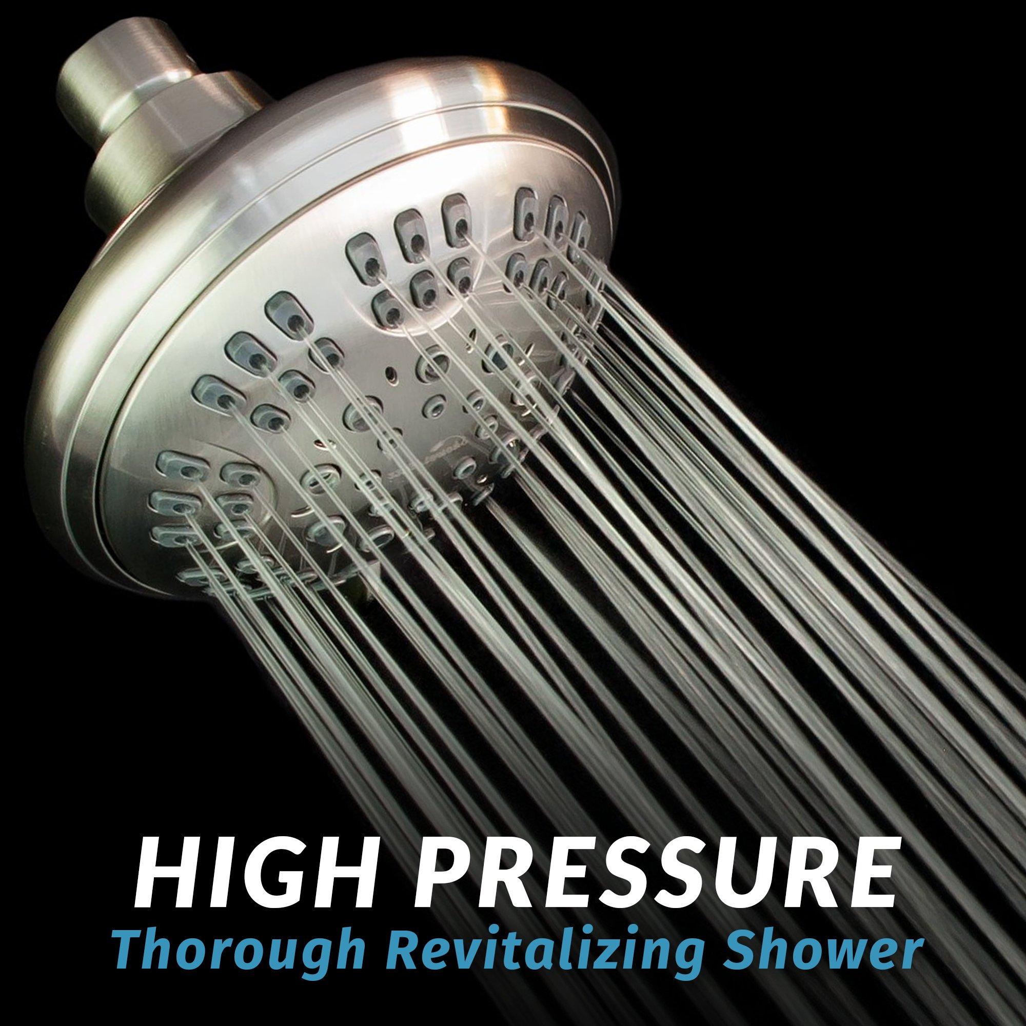 ShowerMaxx Luxury Spa Series , 6 Spray Setting, 4.5 Inch Adjustable High Pressure Shower Head Fixture for Hard Water, 360-Degree Tilt Massage Shower System - Brushed Nickel - Image 4