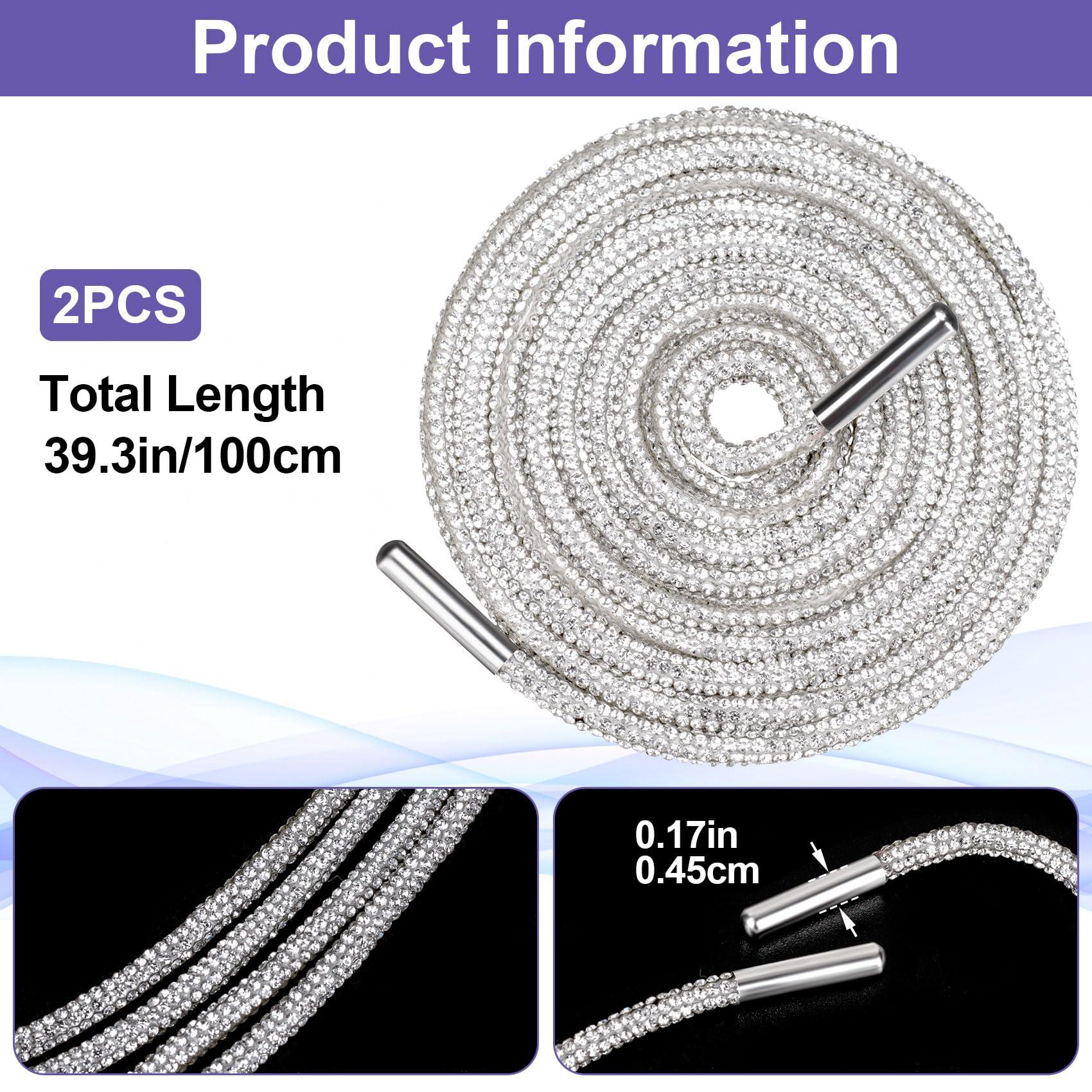 PAGOW Rhinestone Glitter Ropes, Crystal Bling Bling Shiny Round Shoe Laces for Sneakers, Drawstring Cords Replacement - Image 2