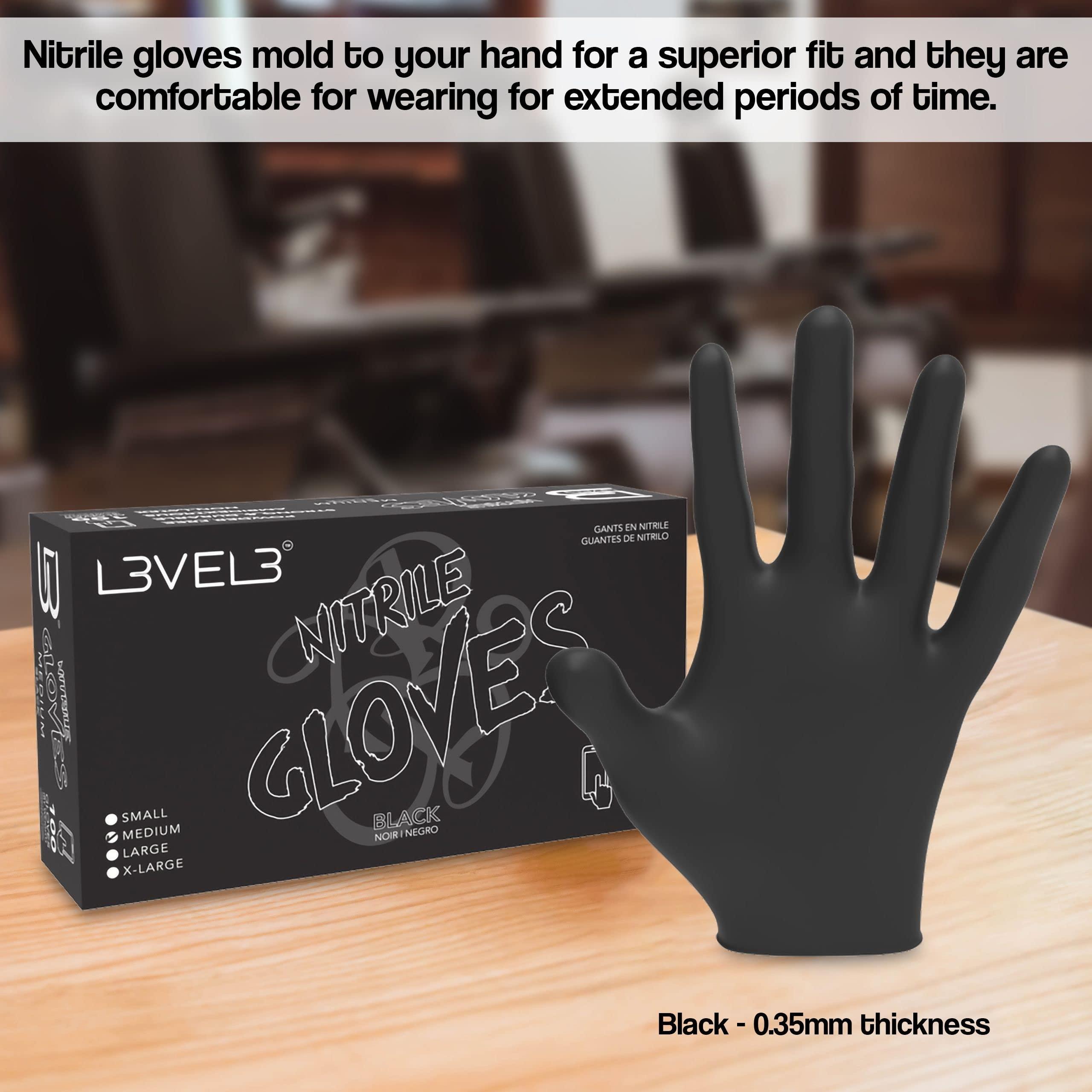 L3 Level 3 Nitrile Gloves - Professional Heavy Duty Disposable Gloves - Latex Free - Fits Snug - Box of 100 - Image 3