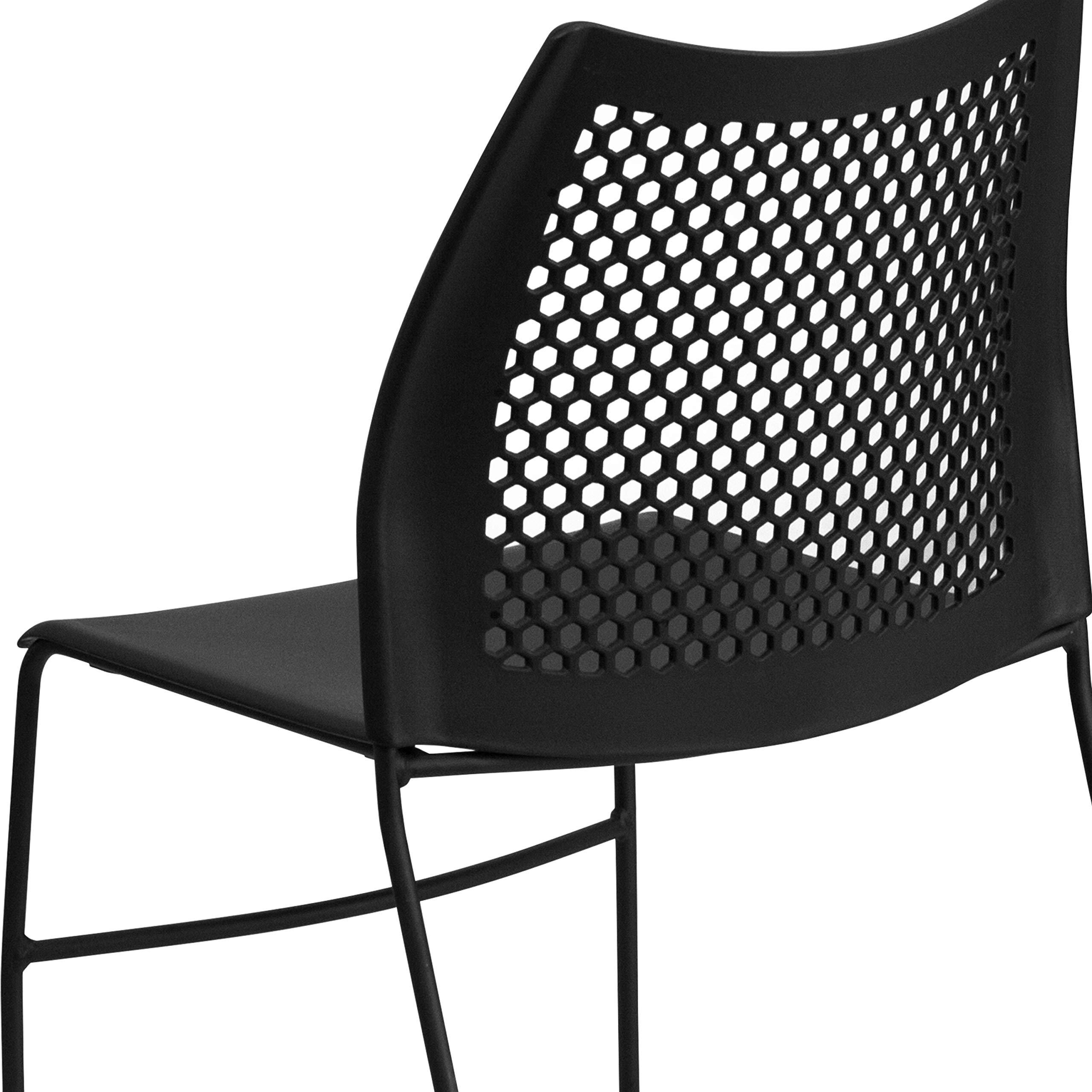 Flash Furniture Hercules Series Contoured Lobby Chairs with Air-Vent Honeycomb Backs, Ergonomic Stacking Chairs for Offices, Set of 5, Black - Image 14