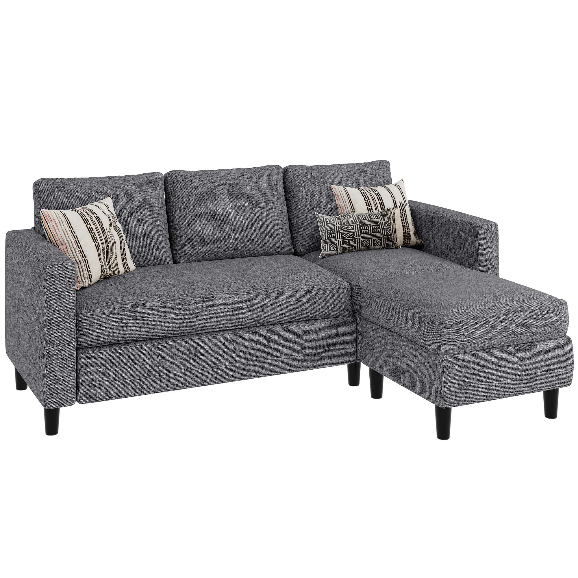 JAMFLY Sectional Sofa Couch Convertible L Shaped Sofas with Ottoman Small Sectional Couches for Living Room, 3 Seater Couch for Small Spaces, Dark Grey - Image 8
