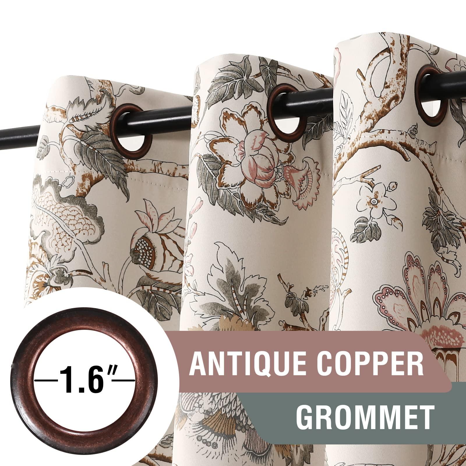 H.VERSAILTEX Blackout Curtains 84 Inch Length 2 Panels Set Floral Print Curtain Drapes for Living Room Thermal Insulated Grommet Window Curtains for Bedroom - Traditional Floral in Sage and Brown - Image 3