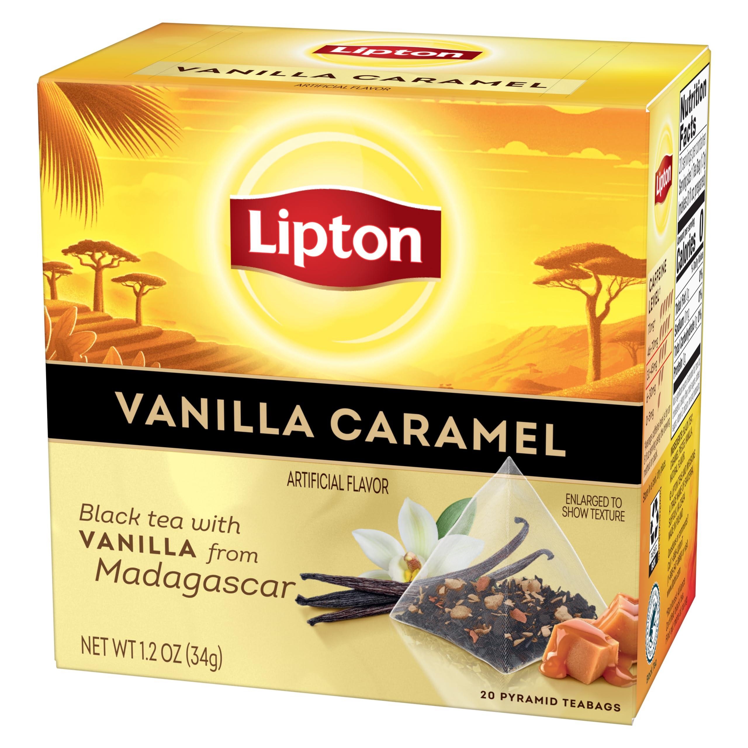 Lipton Black Tea Vanilla Caramel, Pyramid Tea Bags, Flavored Teabags for a Refreshing Cup of Tea, 20 Total Tea Bags (Pack of 3) - Image 4