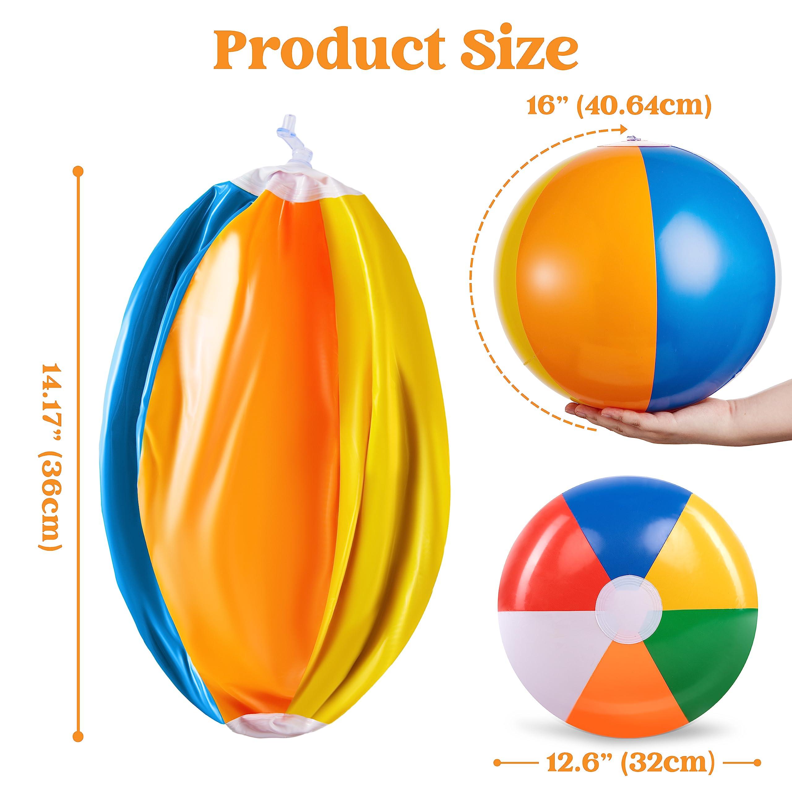 JOYIN 12 Packs 16" Inflatable Beach Balls, Large Rainbow Beach Balls Bulk for Pool Parties, Kids and Adults Summer Pool Party Toys, Beach Toys, Party Favors(16'') - Image 5