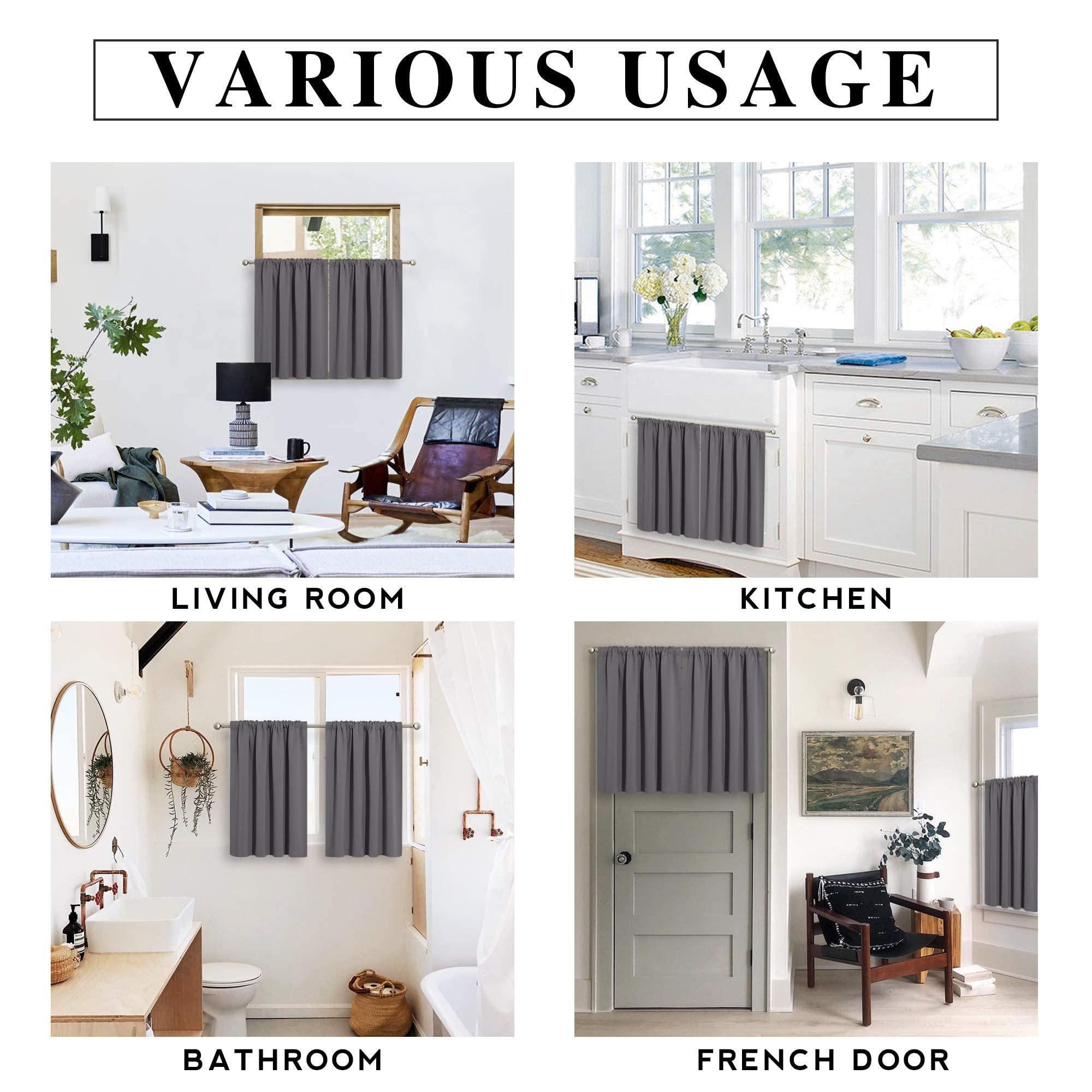 RYB HOME Short Curtains Gray Half Window Curtains for Bedroom, Privacy Curtain Tiers for Windows, Energy Saving Drapes for Bathroom Shades, Wide 42 x Long 36 inches per Panel, Grey, Set of 2 - Image 7