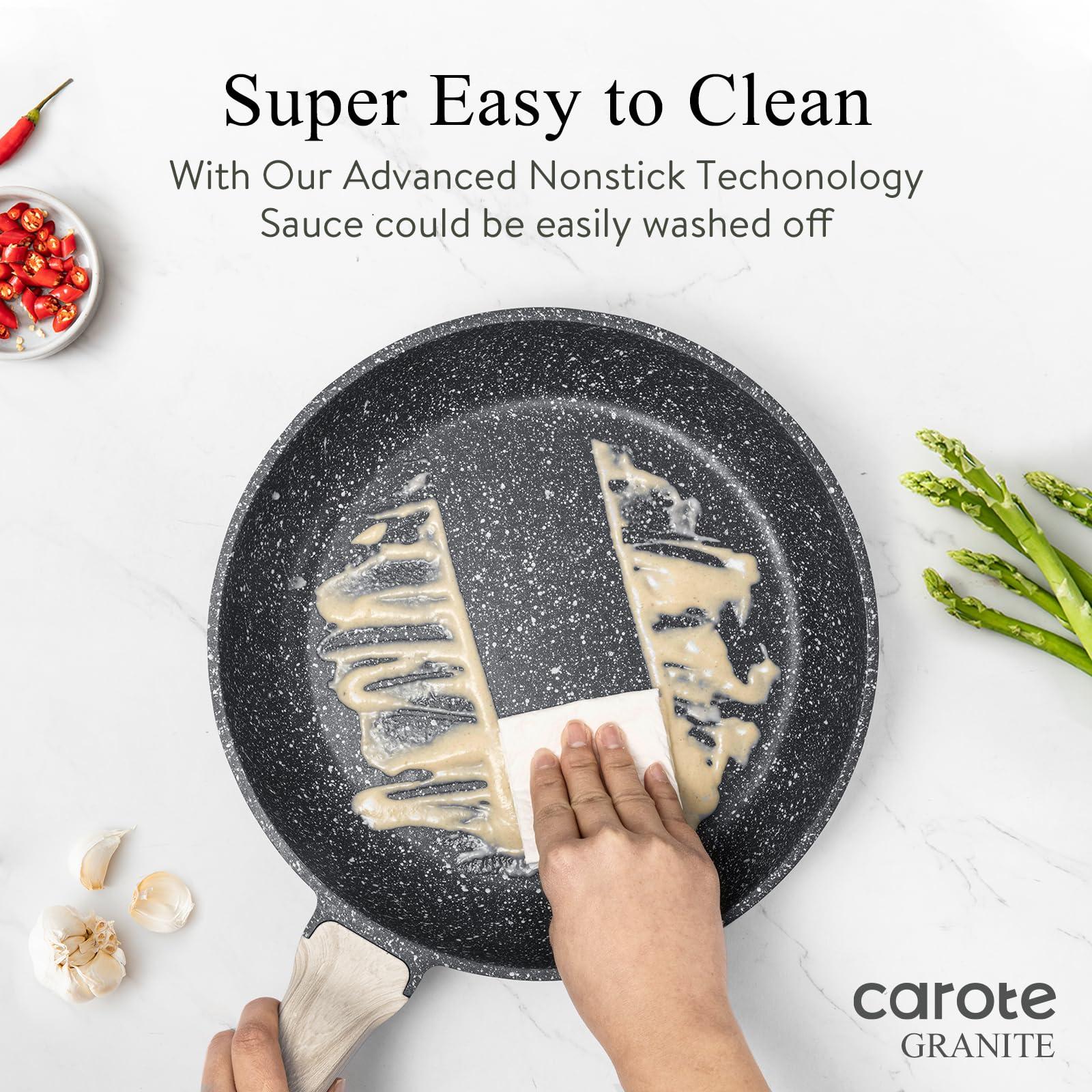 CAROTE 14Pcs Pots and Pans Set Non Stick, Cookware Sets Induction Cookware Granite Cooking Set with Frying Pans, Saucepans, Saute Pan, Extra Large Casserole - Image 4