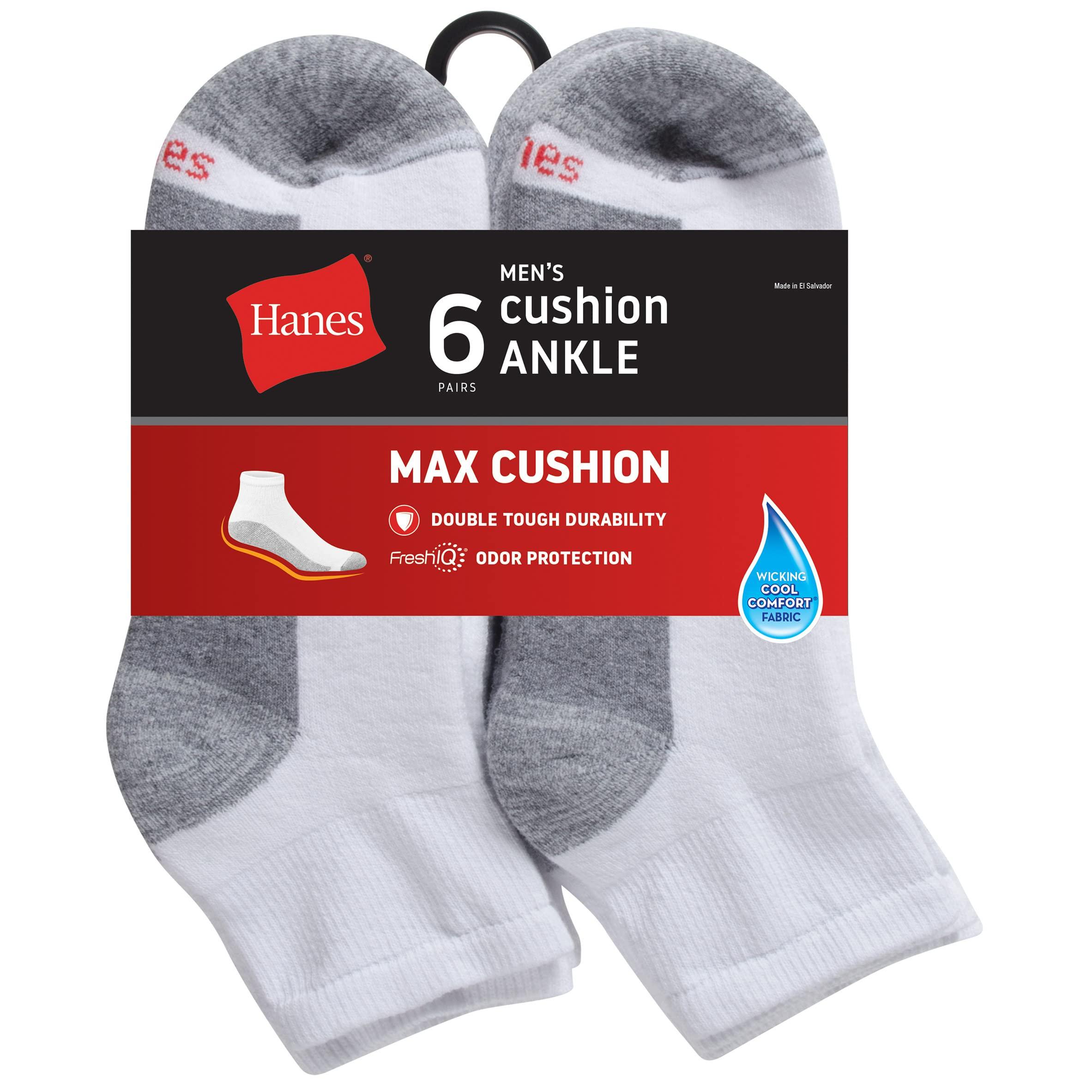 Hanes Men's Max Cushioned Ankle Socks, Moisture-Wicking with Odor Control, Multi-Pack, Size 6-12, Black & White - Image 2