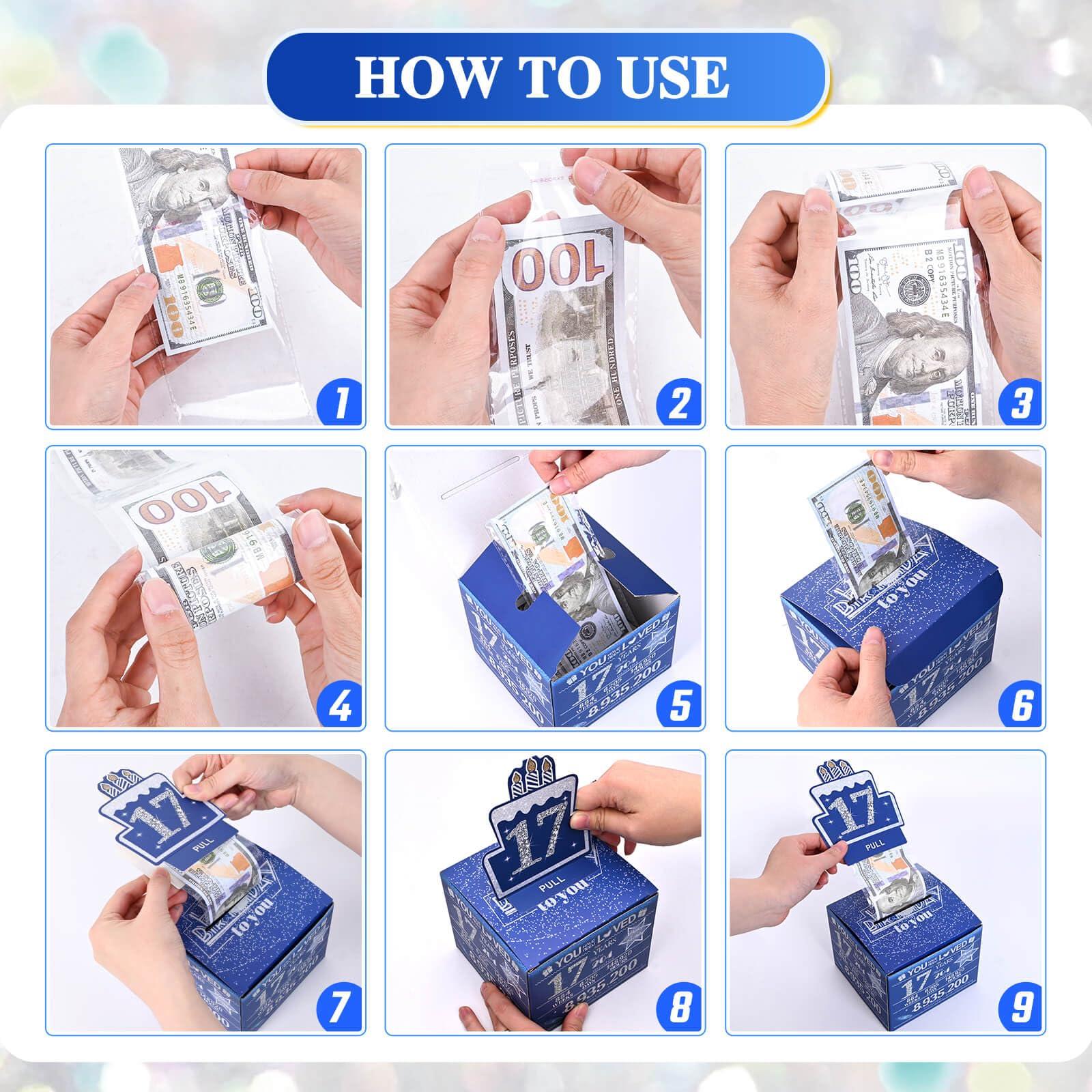 TOYEISHI 17 Happy Birthday Money Box for Cash Gift, 17th Birthday Decorations for Boys and Girls, Gifts for 17 Year Old Boy, Boy Gift Ideas, Cool Things for Teen -Blue with 100PCS Bags - Image 7