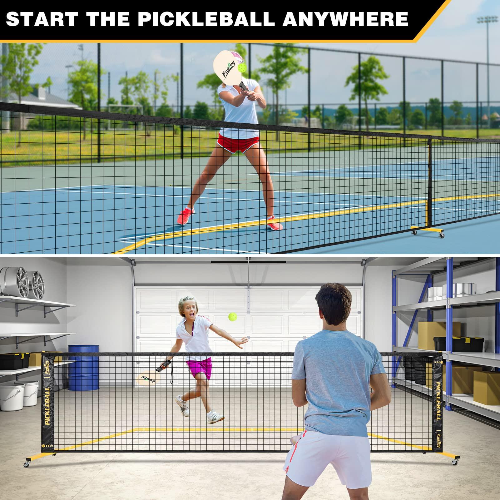 Portable Pickleball Net Set with Wheels, Regulation Size 22 FT & Half Court 11 FT, Steady Metal Frame Pickle Ball Net Set System with Carry Bag for Backyards, Driveways, and Garages - Image 8