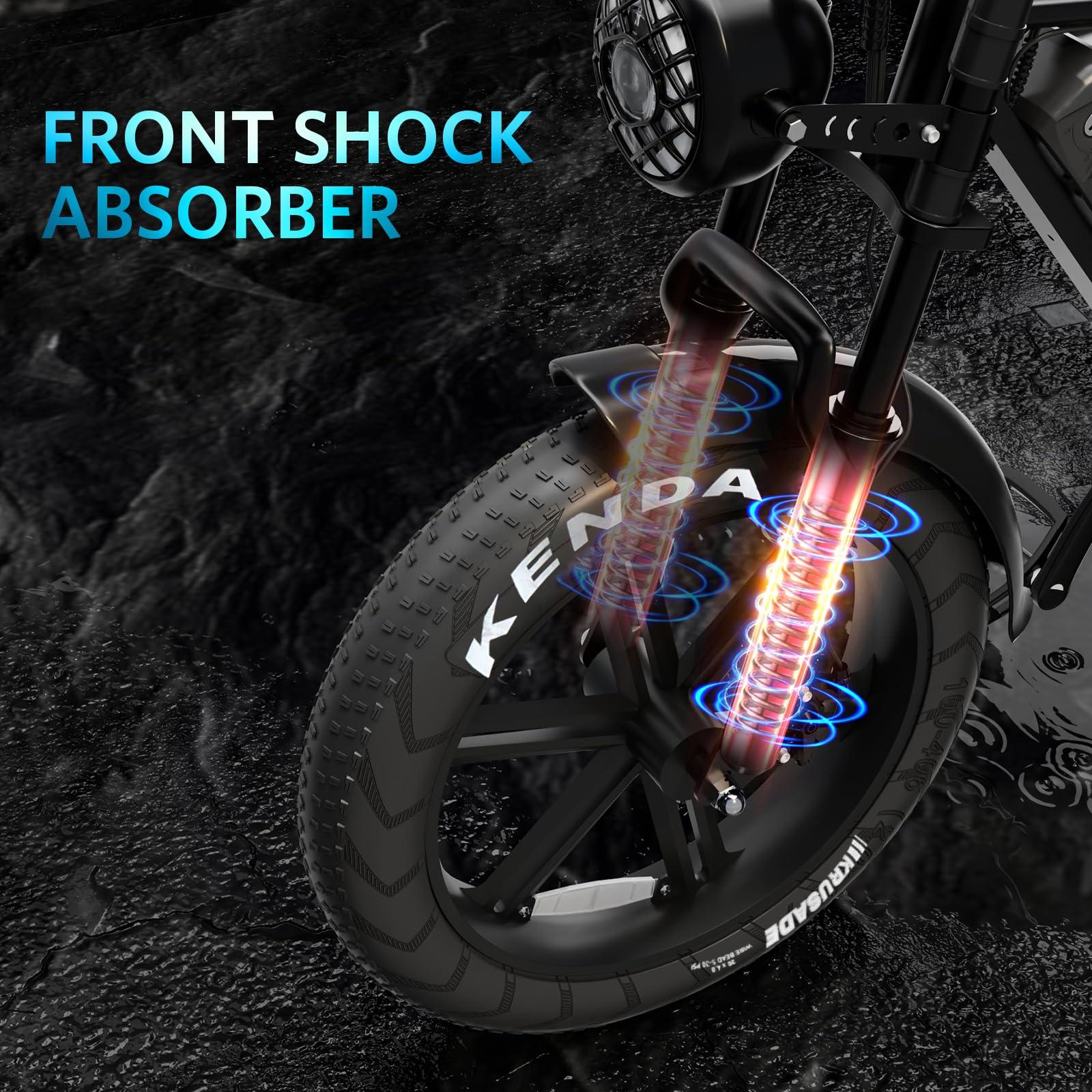 Hipatoo V8 Electric Bike for Adults, 20'' Fat Tire E Bike with 750W Motor 48V 15Ah Removable Battery, 7-Speed Gears, 2 Seater E-Bike, Up to 31MPH, Ebike Moped Style for Mountains, Snow, Sand, Road - Image 8