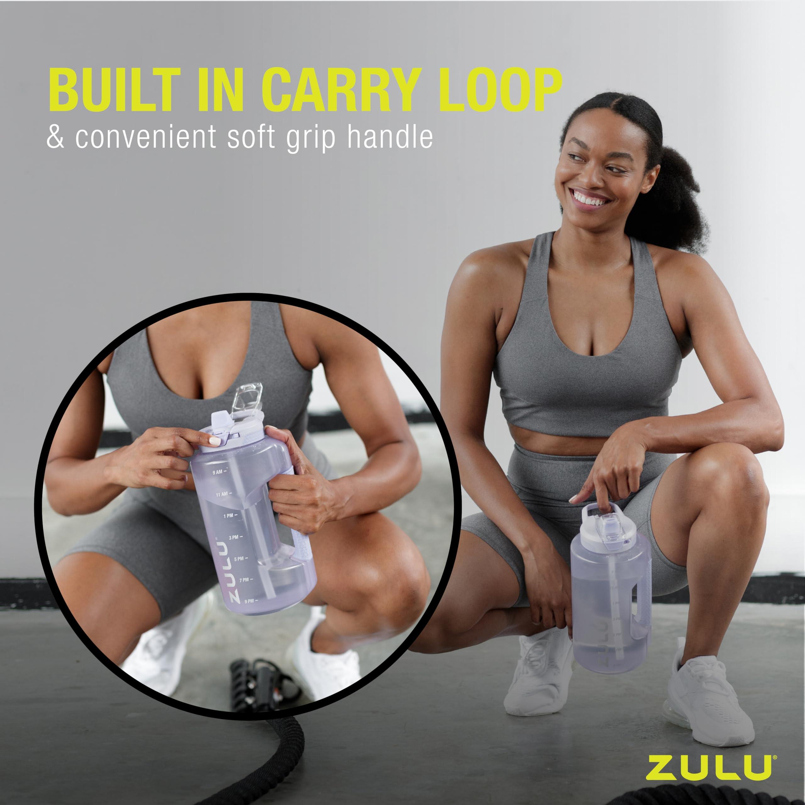 ZULU Goals 64oz Large Half Gallon Jug Water Bottle with Motivational Time Marker, Covered Straw Spout and Carrying Handle, Perfect for Gym, Home, and Sports, Tropical Violet - Image 5