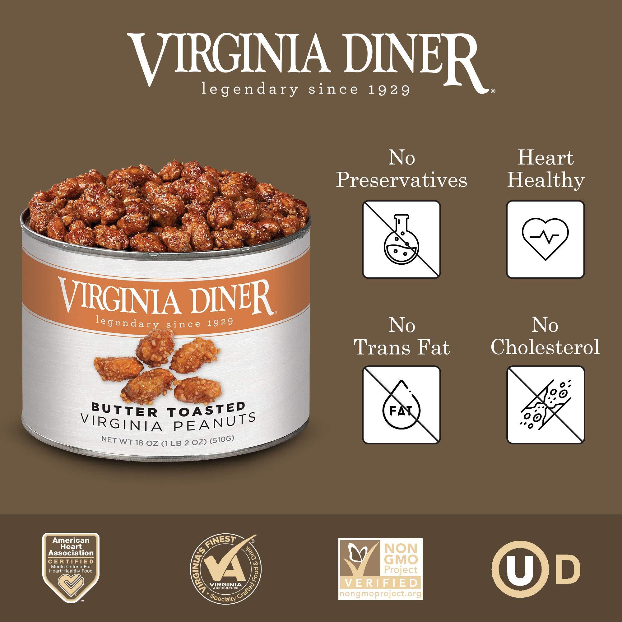 Virginia Diner - Gourmet Natural Extra Large Butter Toasted Virginia Peanuts, 18 Ounce Tin - Image 3