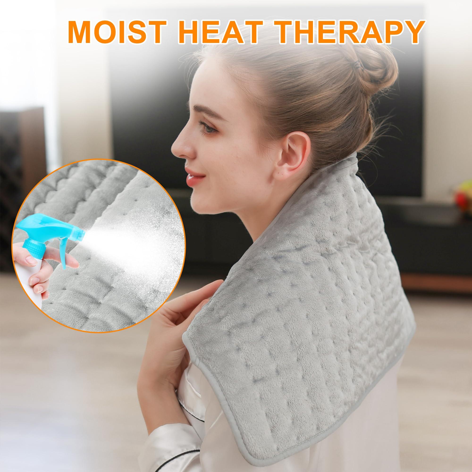 Heating Pad,Electric Heating Pads for Back,Neck,Abdomen,Fathers Day Dad Gifts,Moist Heating Pad for Shoulder,Knee,Arms,Legs,Dry/Moist Heat & Auto Shut Off,Birthday Gifts for Men(Light Gray, 24''×12'') - Image 4