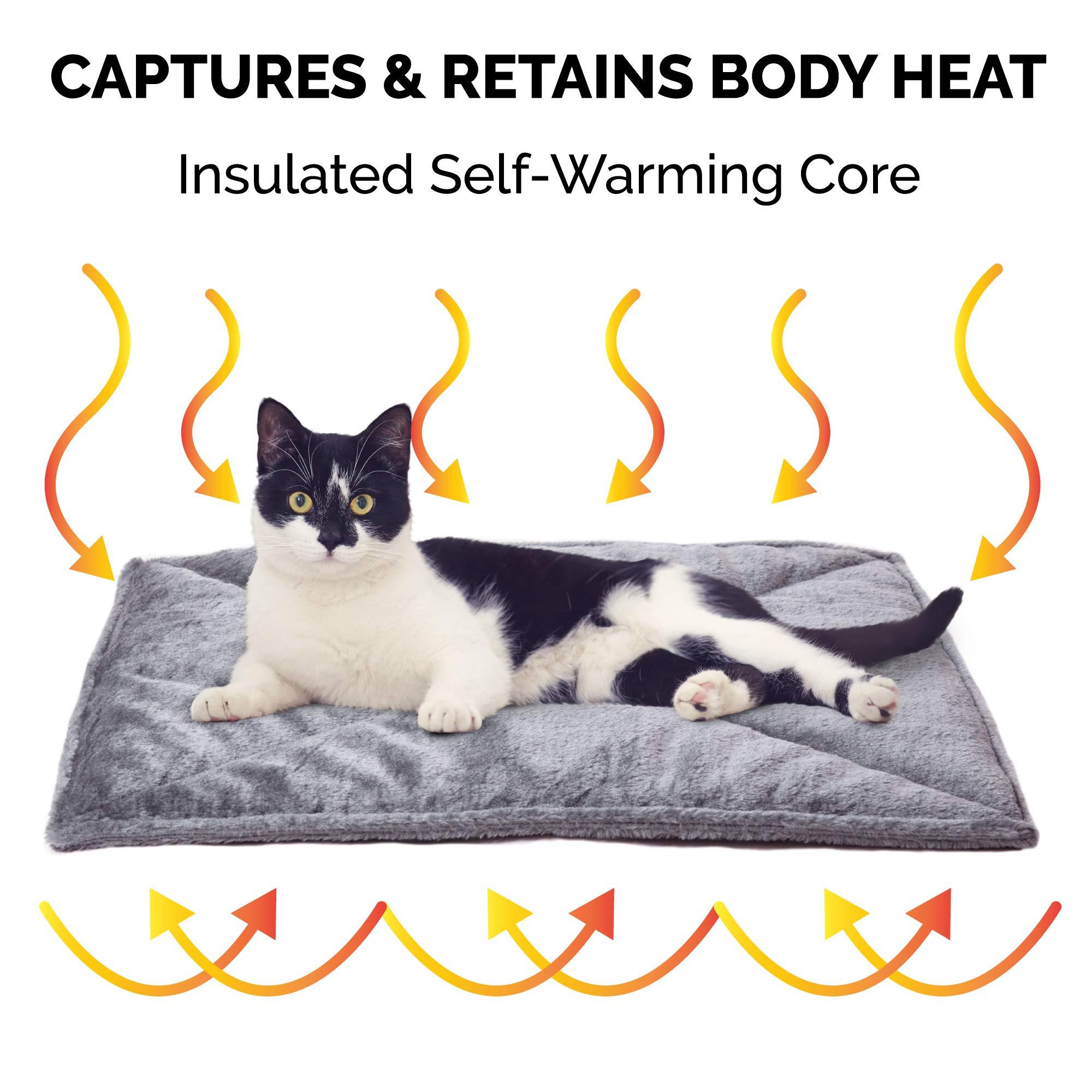 Furhaven Self-Warming Pet Bed – ThermaNAP Reflective Quilted Mat with Washable Faux Fur Cover for Cats & Small Dogs – Gray, Small - Image 4