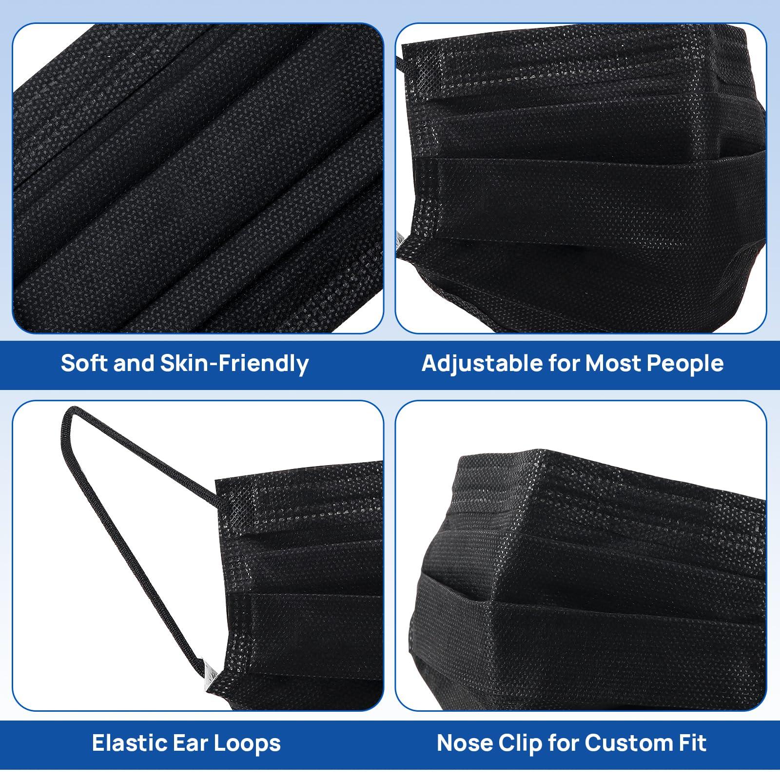 JMU Black Disposable Face Masks 50 Pack, 4-Ply ASTM Level 3 Medical Masks for Adults - Image 5