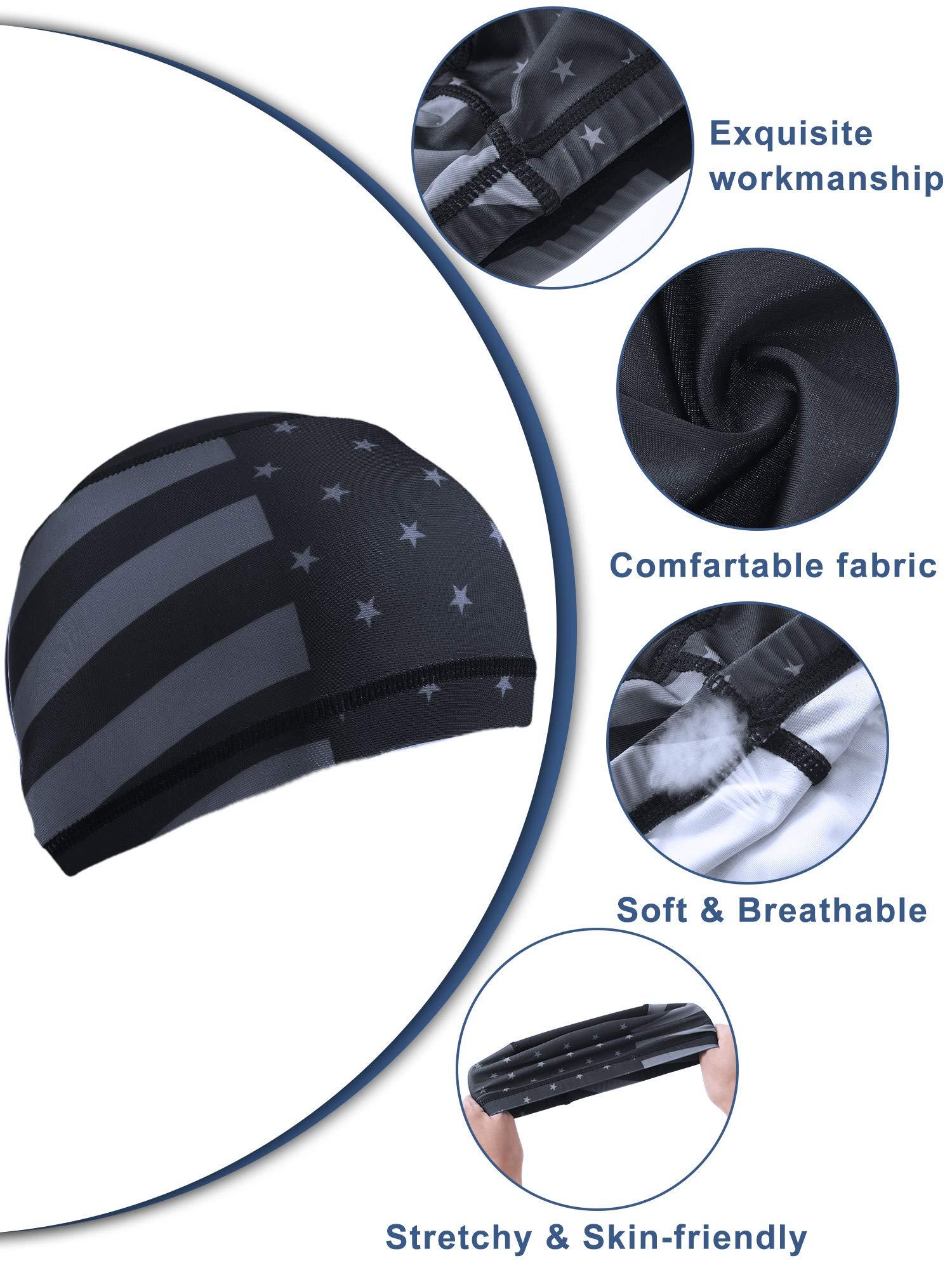 Geyoga 4 Pieces Cooling Skull Cap Helmet Liner Sweat Wicking Running Beanie Head Wrap Cycling Bandana for Men Women - Image 3