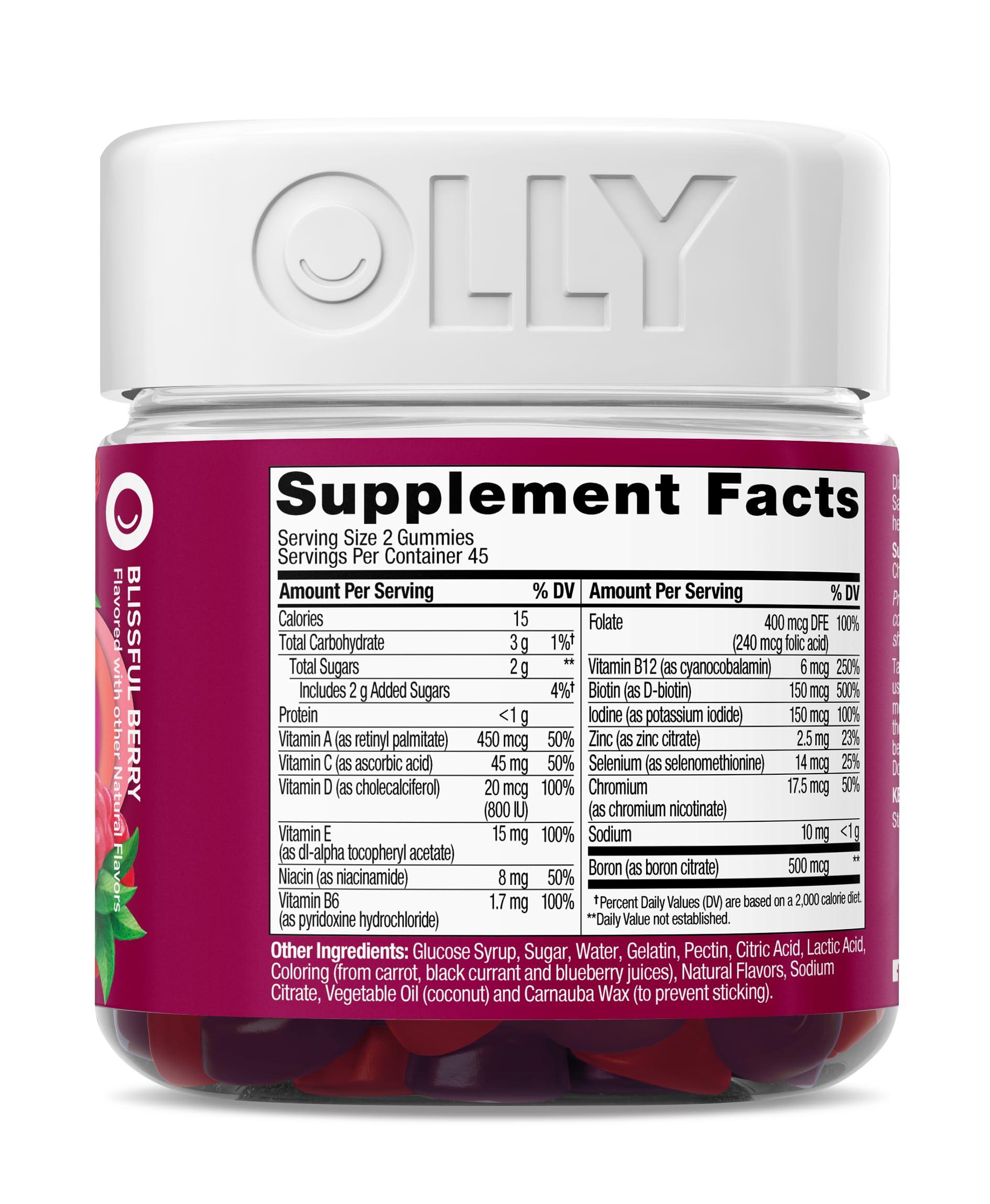 OLLY Women's Multivitamin Gummy, Vitamins A, D, C, E, Biotin, Folic Acid, Adult Chewable Vitamin, Berry Flavor, 45 Day Supply - 90 Count - Image 7