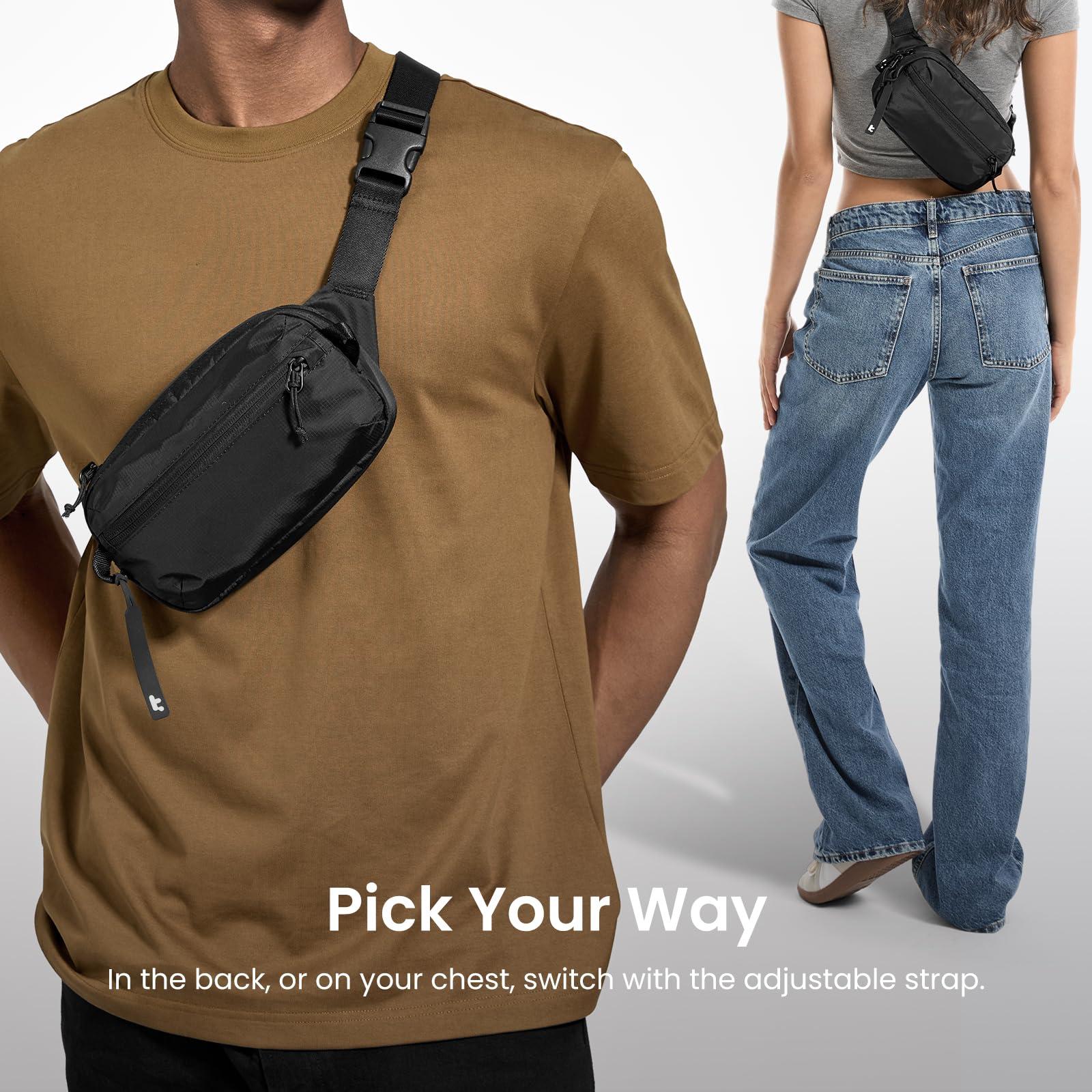 tomtoc 1.5L Sling Bag with RFID Blocking, Crossbody Bag Minimalist Chest Shoulder Pack for Men and Women, Water-resistant Lightweight Casual Waist Fanny Pack for Travel, Daily Use - Image 5