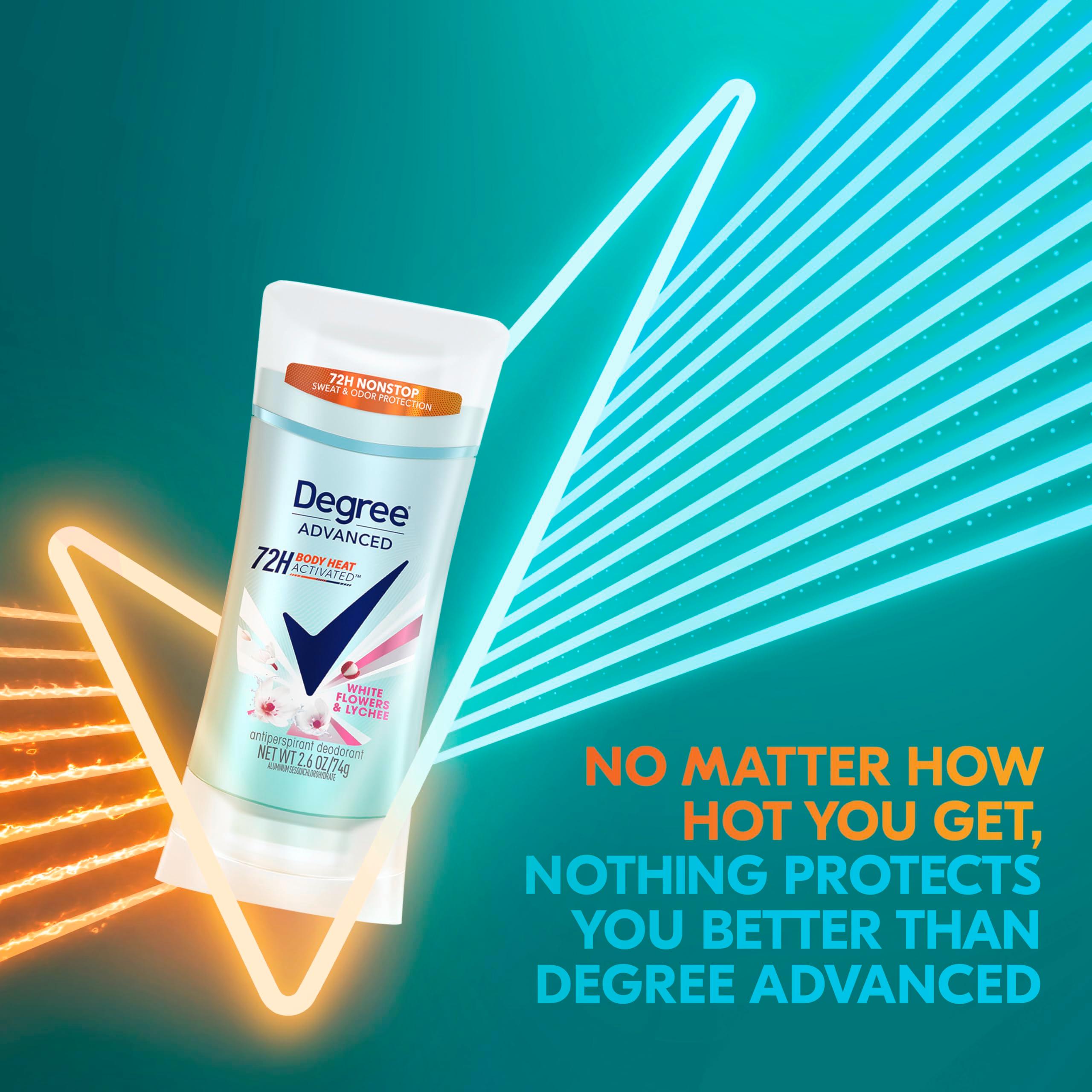 Degree Advanced Protection Antiperspirant Deodorant White Flowers & Lychee for 72-Hour Sweat & Odor Control for Women, with Body Heat Activated Technology, 2.6 oz - Image 5