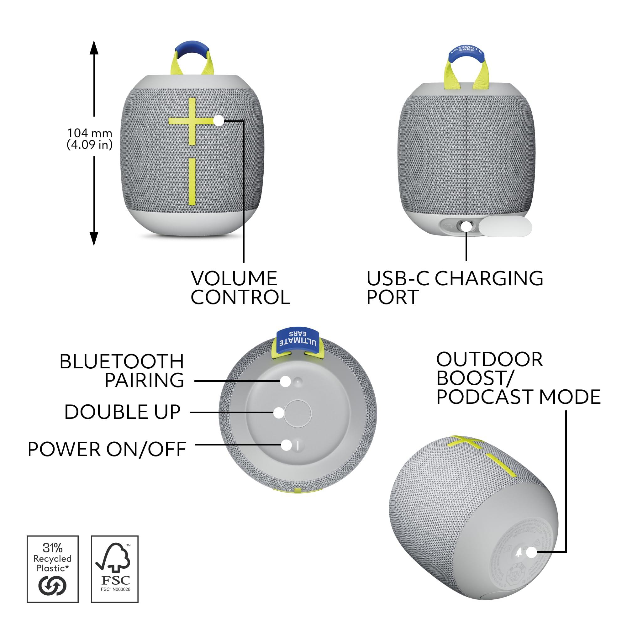 Ultimate Ears WONDERBOOM 4 Outdoor Speakers Bluetooth Waterproof with Big Bass & 360-Degree Sound, Dustproof Floating Wireless Speaker, 131ft Range - Gray - Image 5