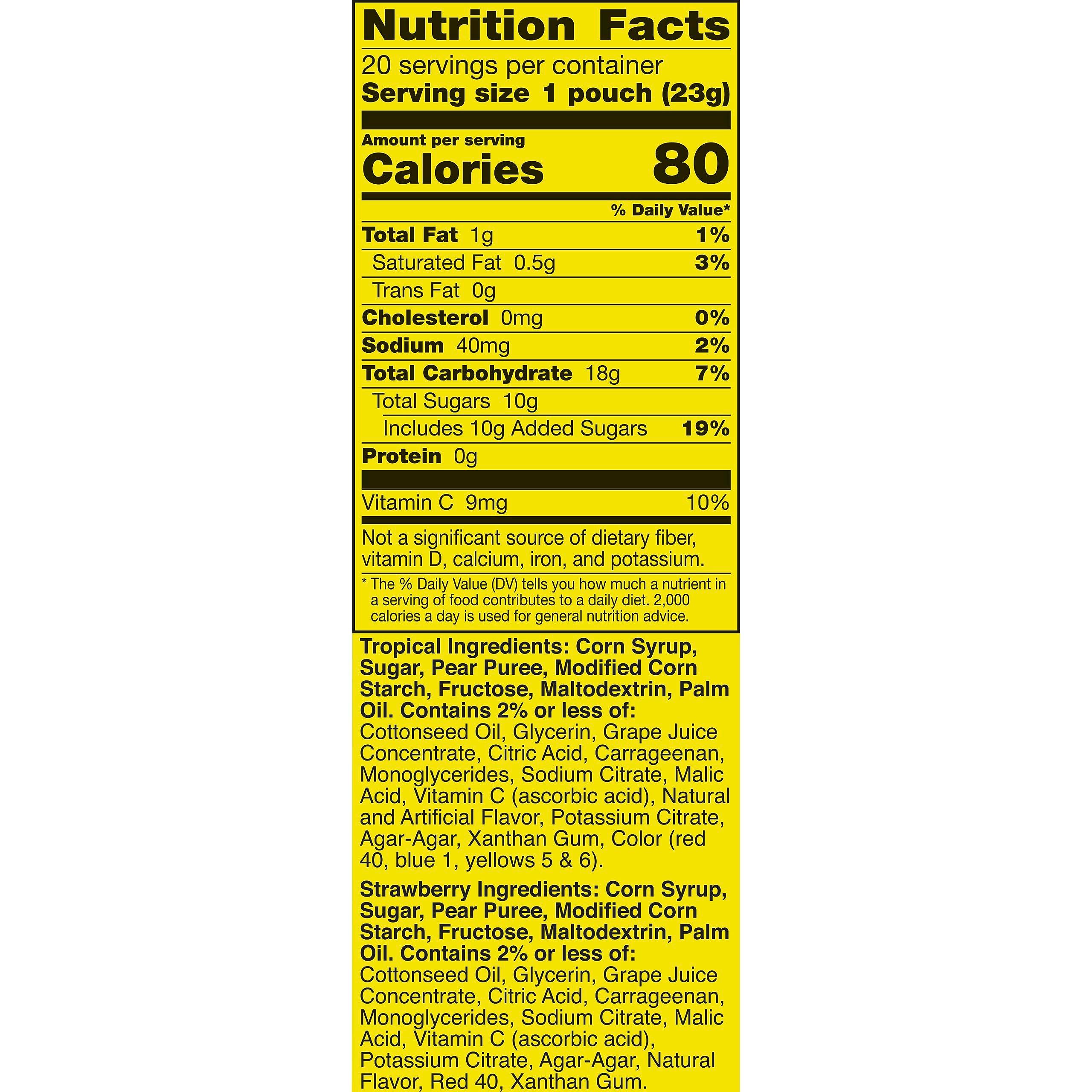 Gushers Fruit Flavored Snacks Family Pack, Tropical & Strawberry Flavors, Gluten Free Gummy Kids Snack, Bursting Juicy Center, Vitamin C Source, Individually Wrapped, Bulk Box, 20 Pouches, 16 oz Total - Image 2