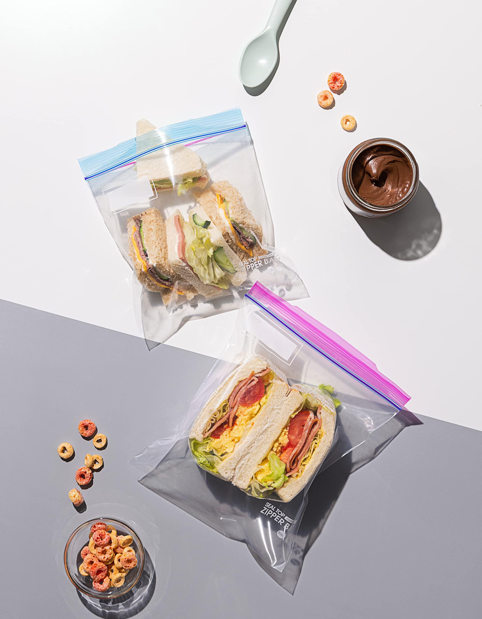 100 Count, Sandwich & XL Sandwich Zip Bags, Easy Open Tabs, Writable Rectangle (50 Bags Each Size) - Image 4