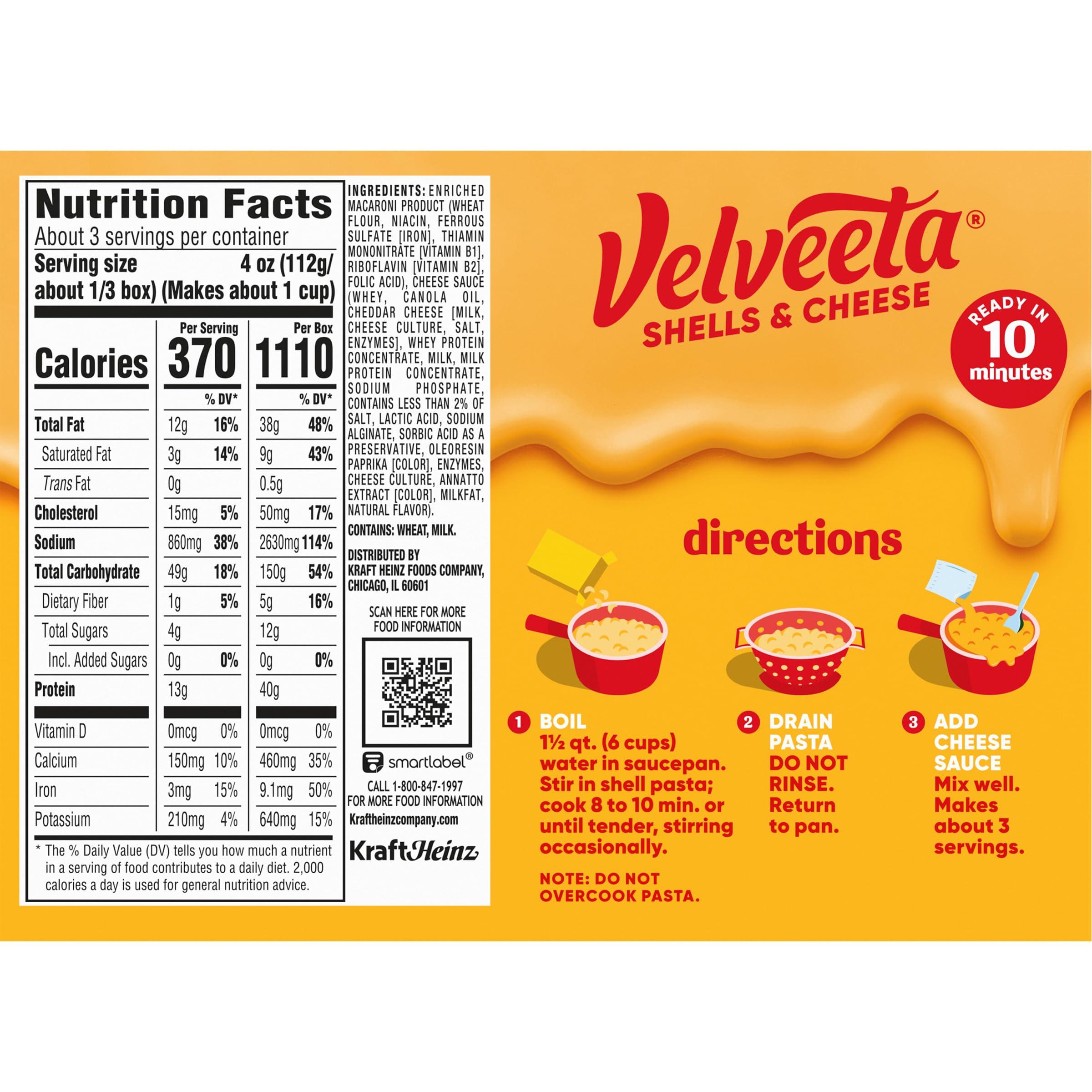 Velveeta Shells & Cheese Original Shell Pasta & Cheese Sauce, 3 ct Pack, 12 oz Boxes - Image 8