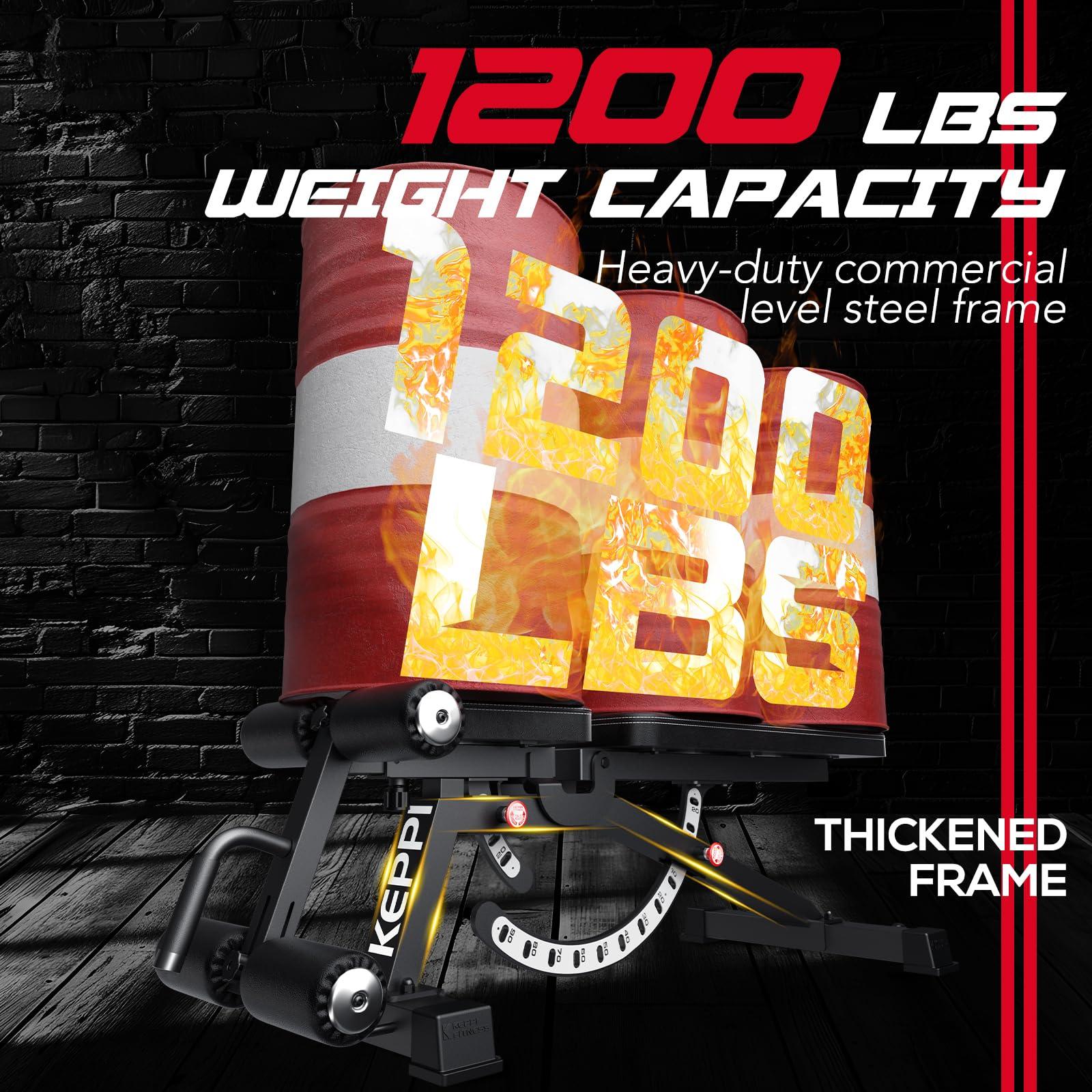 Keppi 1200LB Weight Bench, Heavy Duty Bench1000 PRO Adjustable Workout Bench Press Set for Home Gym Strength Training, Removable Foot Catch for Incline Flat Decline Sit Up Bench for Full Body Fitness - Image 5