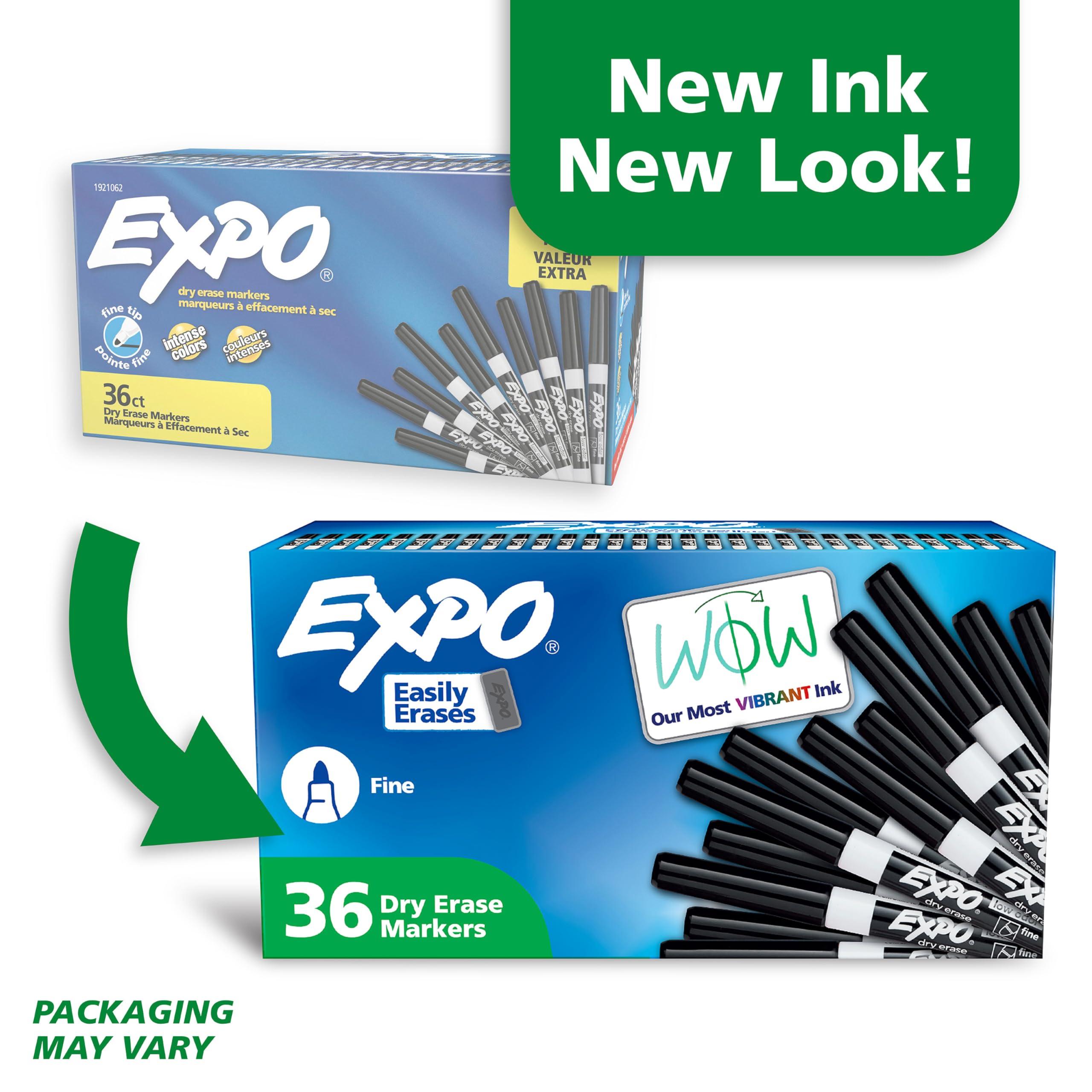 EXPO Fine Tip Dry Erase Markers Low Odor Black Ink 36-Count Set Ideal for Classroom Office and Home Use - Image 3