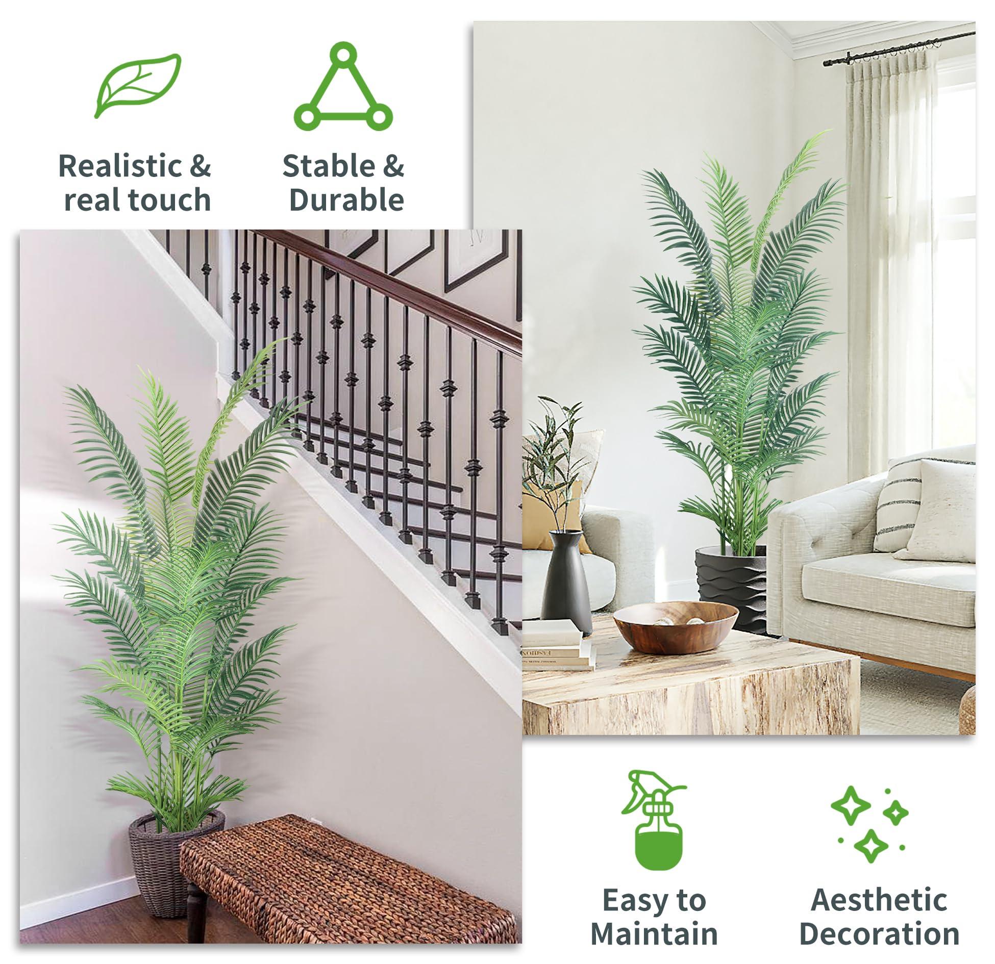 HAIHONG 6FT Artificial Palm Tree,Faux Areca Palm Plant with Real Touch Leaves and Adjustable Branches,Fake Tropical Palm Tree for Home Office Indoor Outdoor Modern Decoration - Image 5
