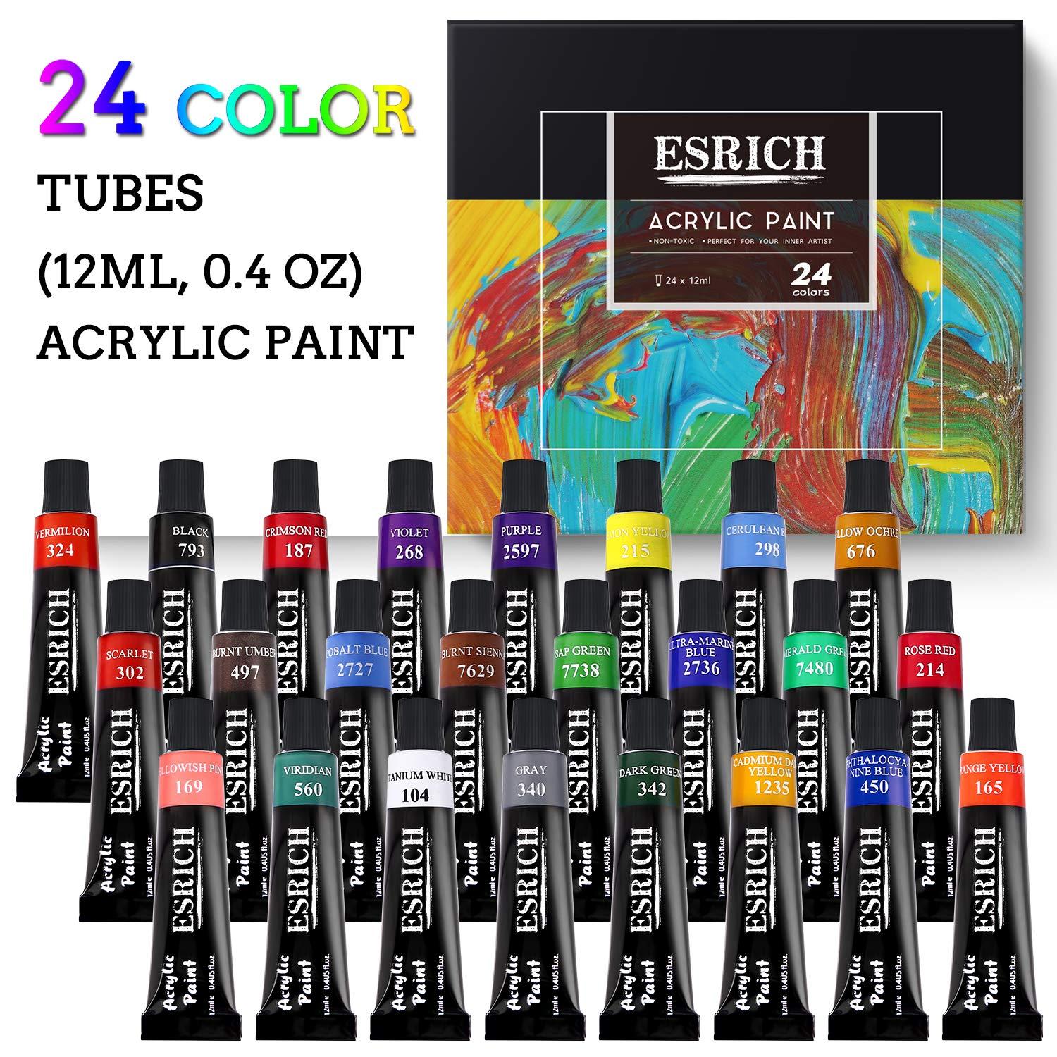 ESRICH Acrylic Paint Set,46 Piece Professional Painting Supplies with Paint Brushes, Acrylic Paints, Easel, Canvases, Palette, Paint Knives, Brush Cup and Art Sponges for Hobbyists and Beginners - Image 3