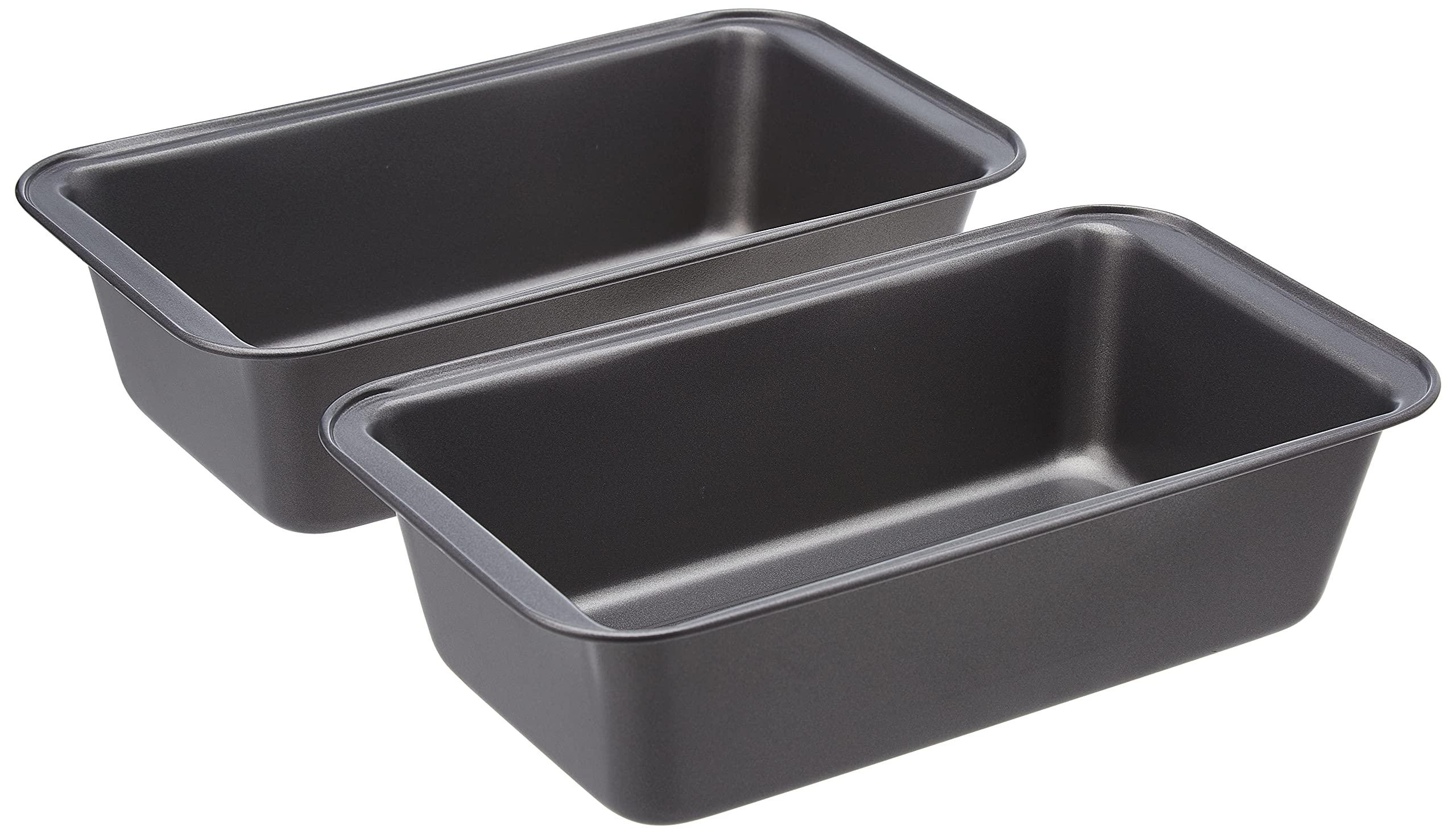 Amazon Basics Rectangular Baking Bread Loaf Pan, 9.5 x 5 Inch, Set of 2, Gray - Image 1