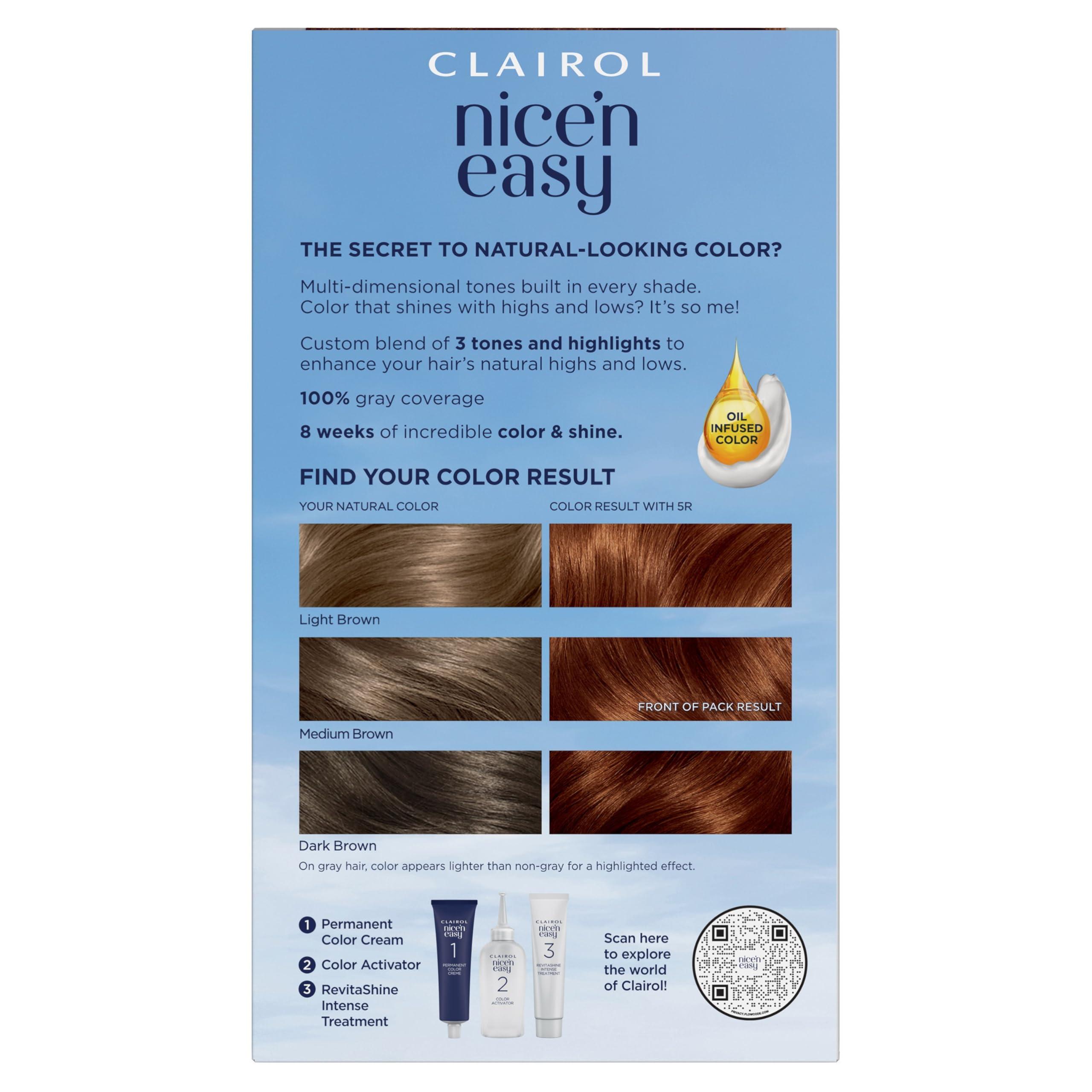 Clairol Nice'n Easy Permanent Hair Dye, 5R Medium Auburn Hair Color, Pack of 1 - Image 2