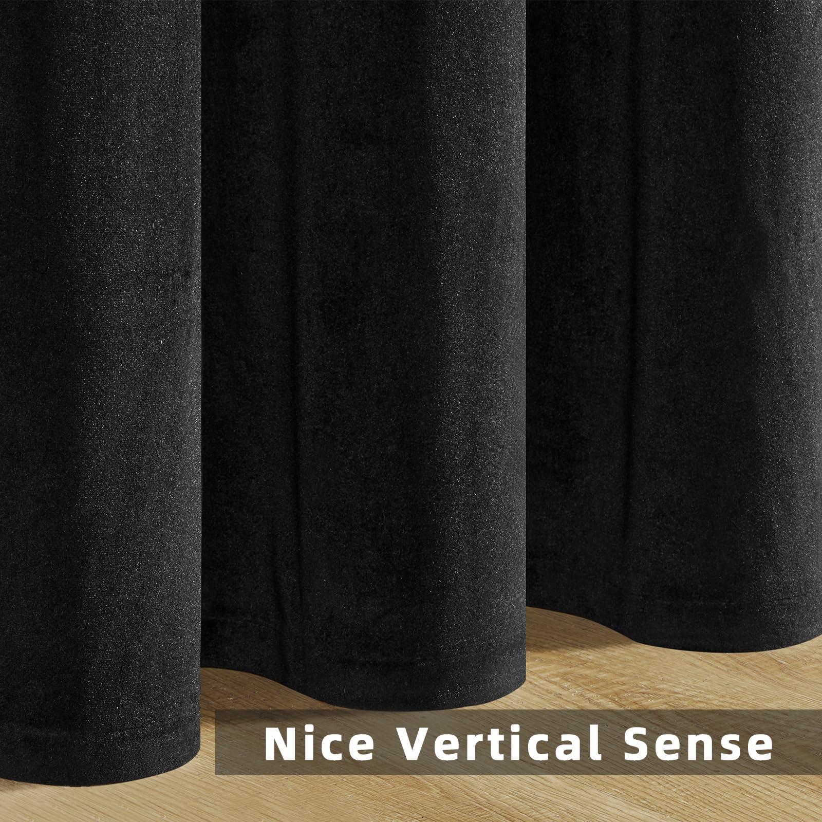 Joydeco Black Velvet Curtains 90 inch Length 2 Panels, Luxury Blackout Rod Pocket Thermal Insulated Window Curtains, Super Soft Room Darkening Drapes for Living Dining Room Bedroom,W52 x L90 inches - Image 7