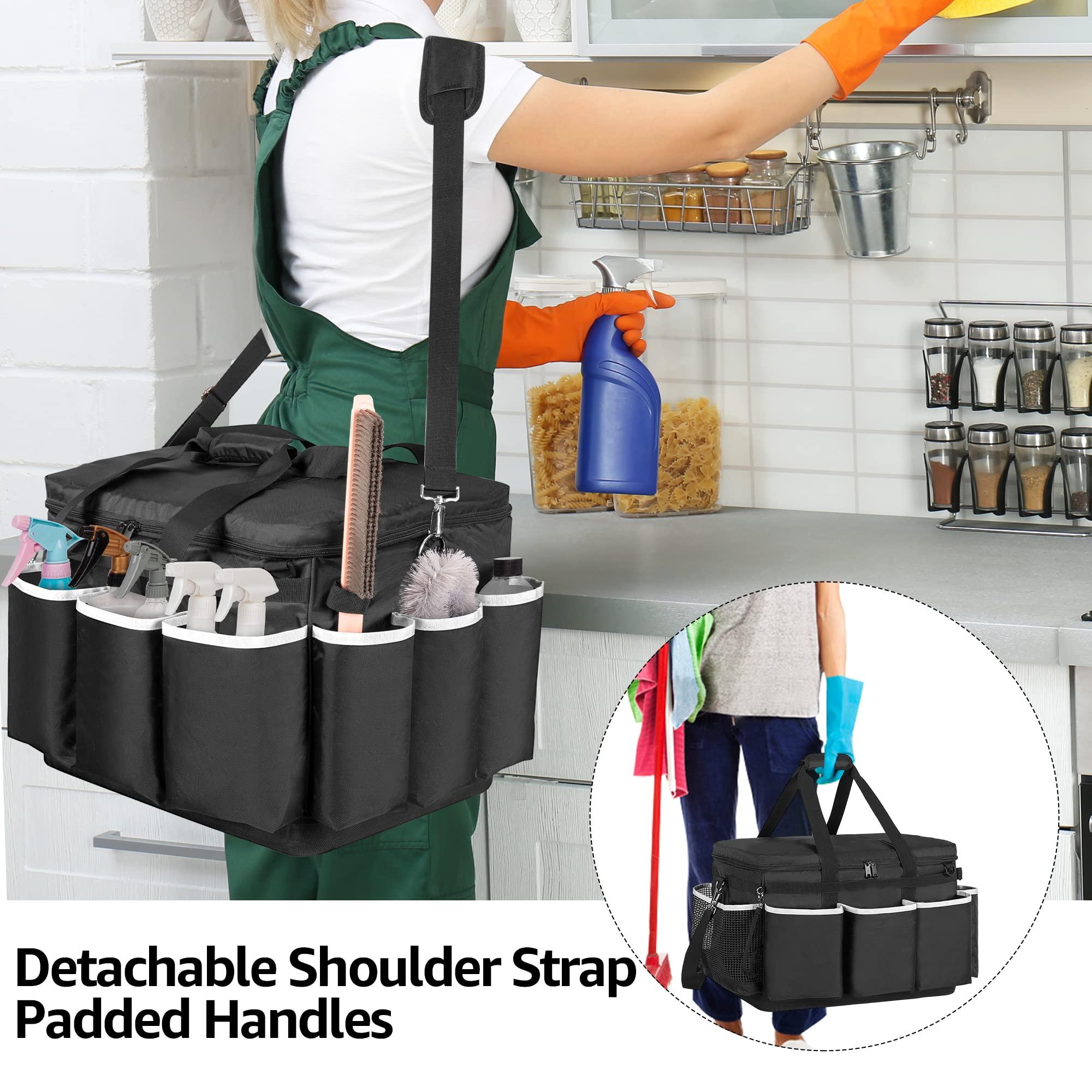 HODRANT Extra-Large Cleaning Caddy with EVA Hard Bottom, High Capacity Cleaning Supplies Organizer for Housekeeping & Home Work, Car Detailing Tools Tote Bag with Shoulder Strap, Patent Design - Image 7