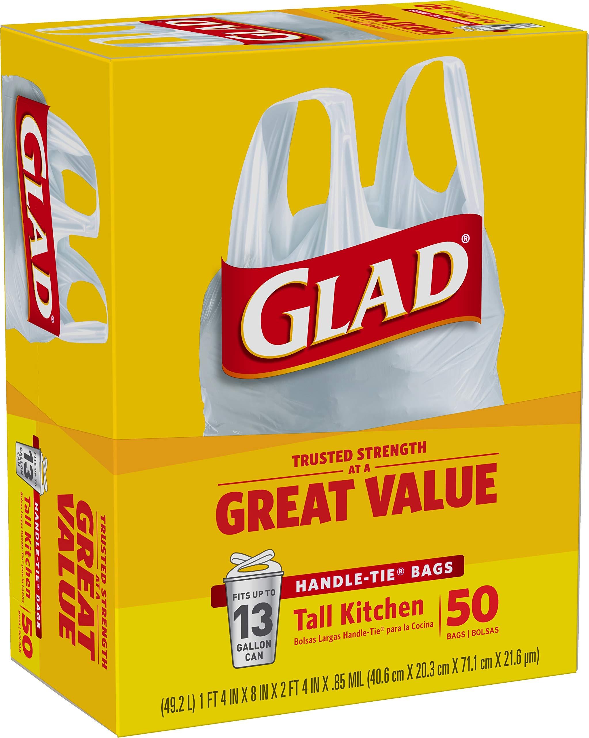 Glad Tall Kitchen Handle-Tie Trash Bags, 13 Gallon White Trash Bag, 50 Ct (Package May Vary) - Image 4