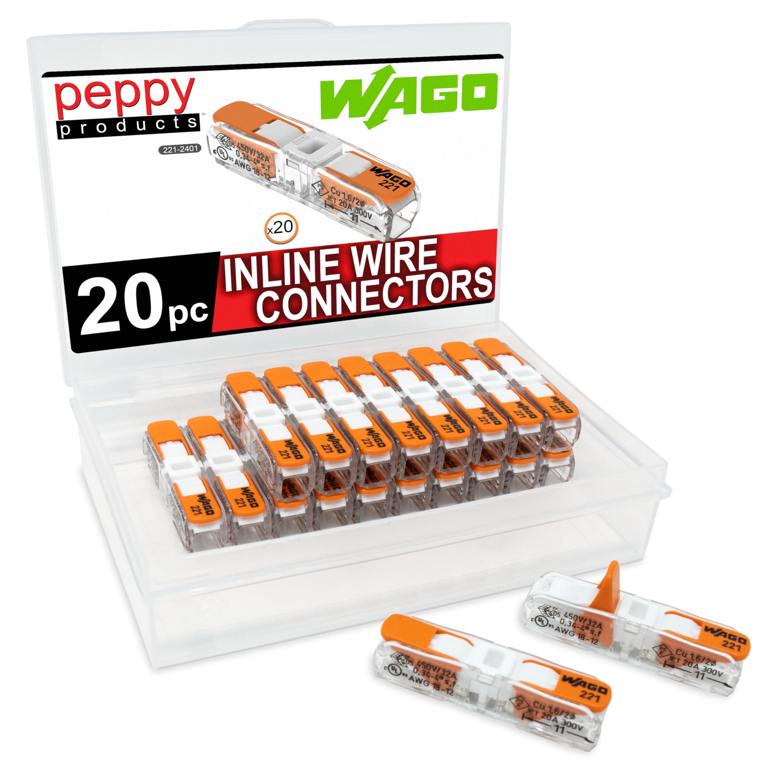 WAGO 221-2401 Lever Nuts Compact Splicing Inline Wire Connectors with Case | 20pc