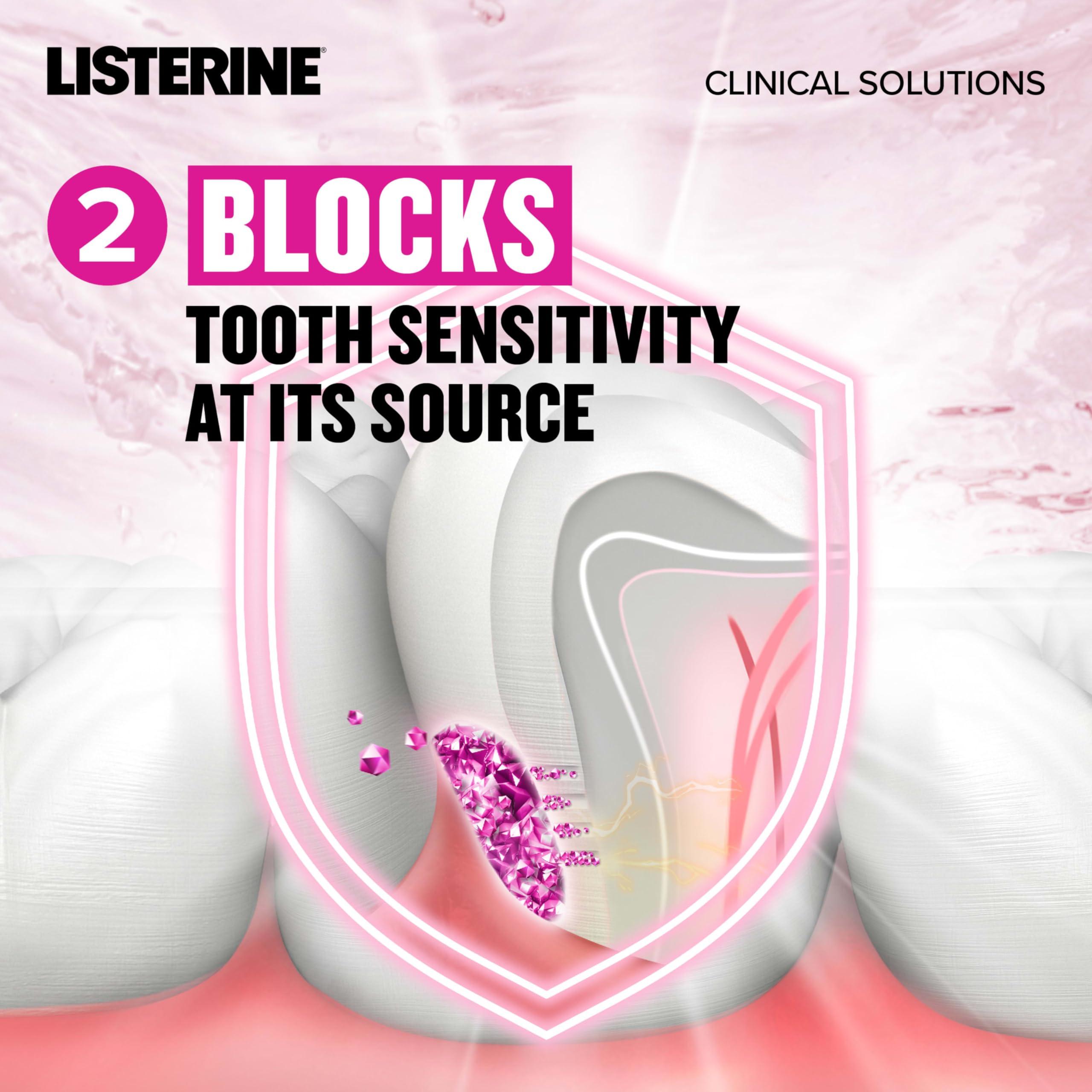 Listerine Clinical Solutions Sensitive Teeth Alcohol Free Mouthwash, Fresh Breath Dental Mouthwash Provides Protection & Relief from Tooth Sensitivity Pain, Daily Fresh Mint Oral Rinse, 500 mL - Image 6