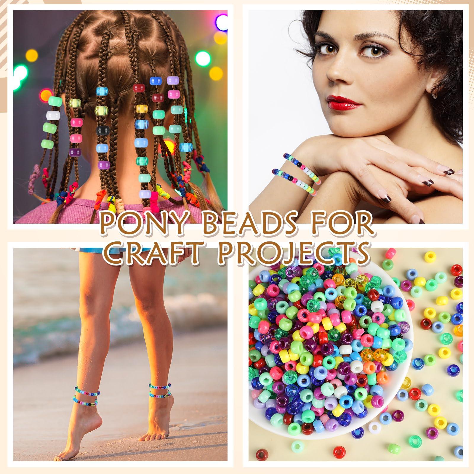 Huquary 21000 Pcs Pony Beads Bulk 6 x 9 mm Plastic Kandi Beads for Bracelet for Multicolor Craft Making Rainbow Necklace Jewelry Key Chain DIY Braids(40 Colors) - Image 5