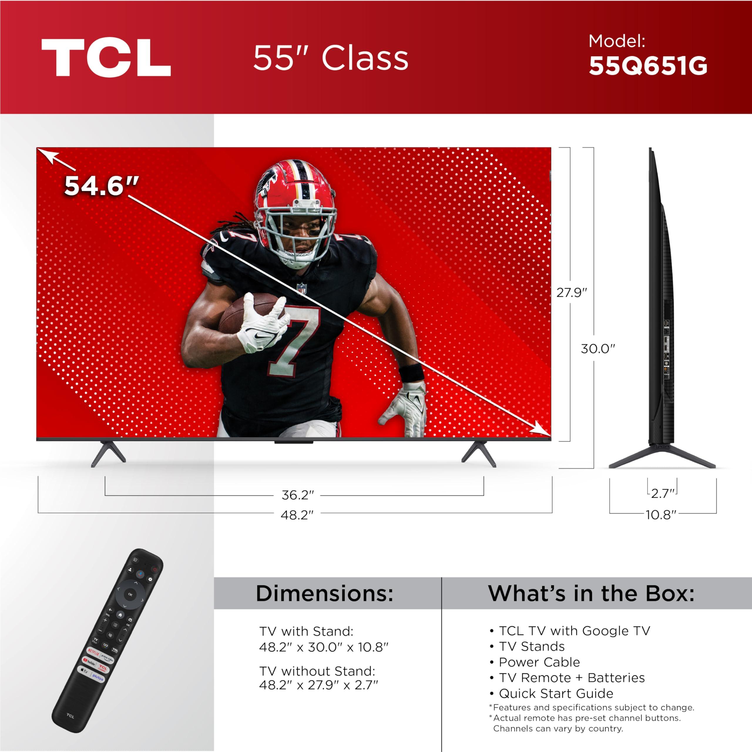 TCL Q65 55-Inch QLED Smart TV 55Q651G, Google TV, Works with Alexa, Streaming Television, 4K, UHD, 2024 Model, Dolby Vision, Dolby Atmos, HDR Pro+, Game Accelerator Enhanced Gaming, Voice Remote - Image 3