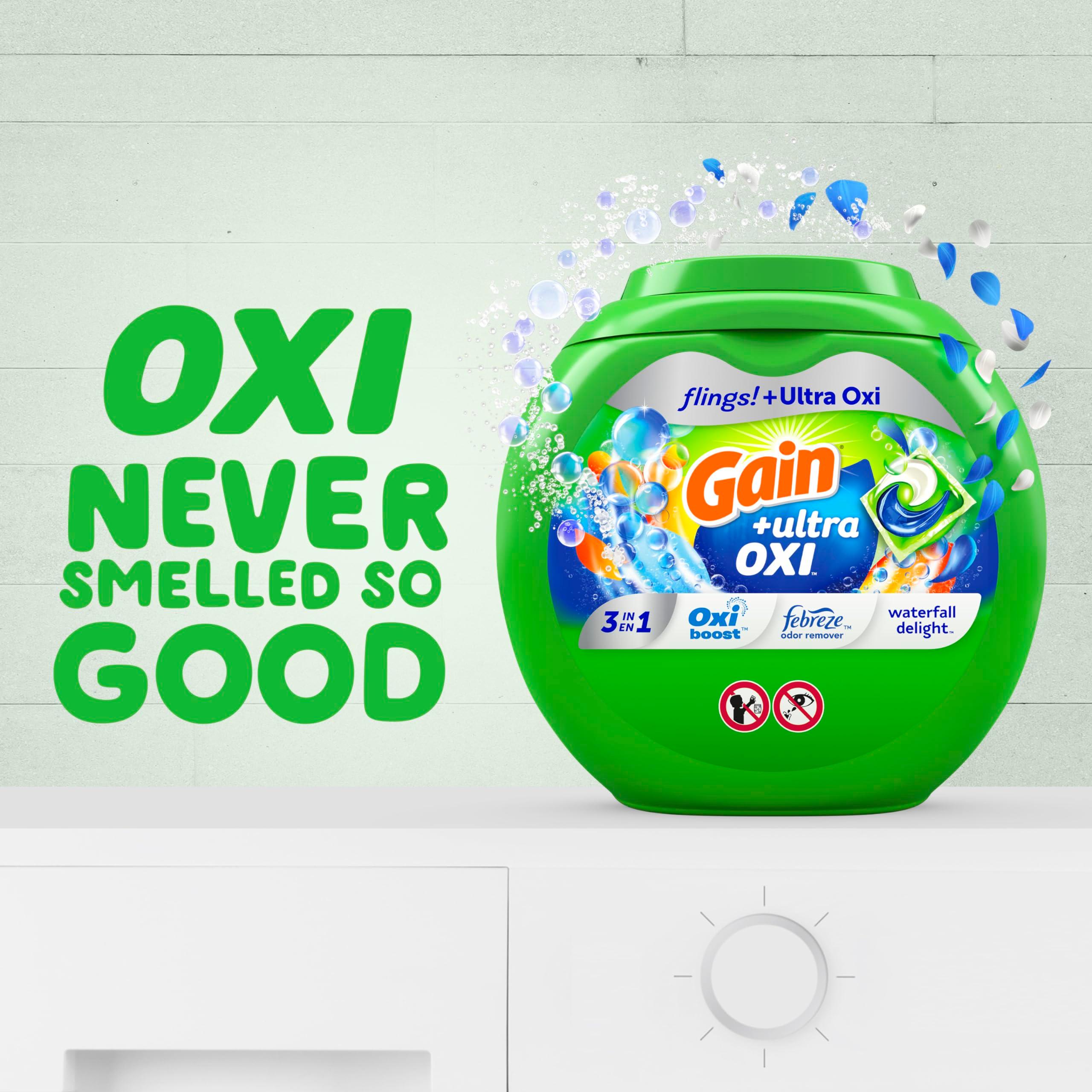 Gain flings Ultra Oxi Laundry Detergent Pacs 3-in-1 HE Compatible, Waterfall Delight Scent, 76 Count - Image 3