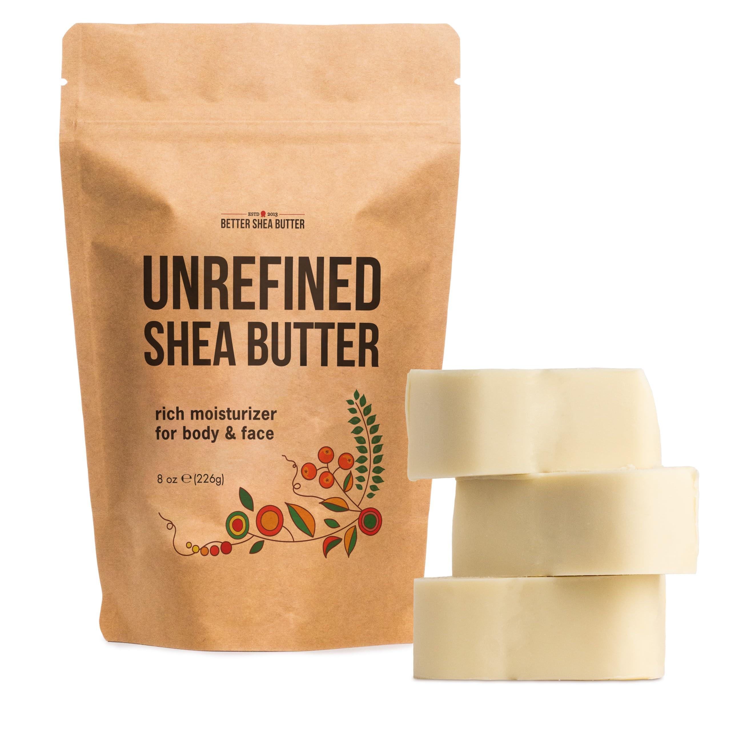 Raw Shea Butter - 100% Pure African Unrefined Shea Butter for Hair | Skin Moisturizer for Face and Body | Use for Soap Base, DIY Whipped Lotion, Lip Balm - 8 oz Block - Image 1